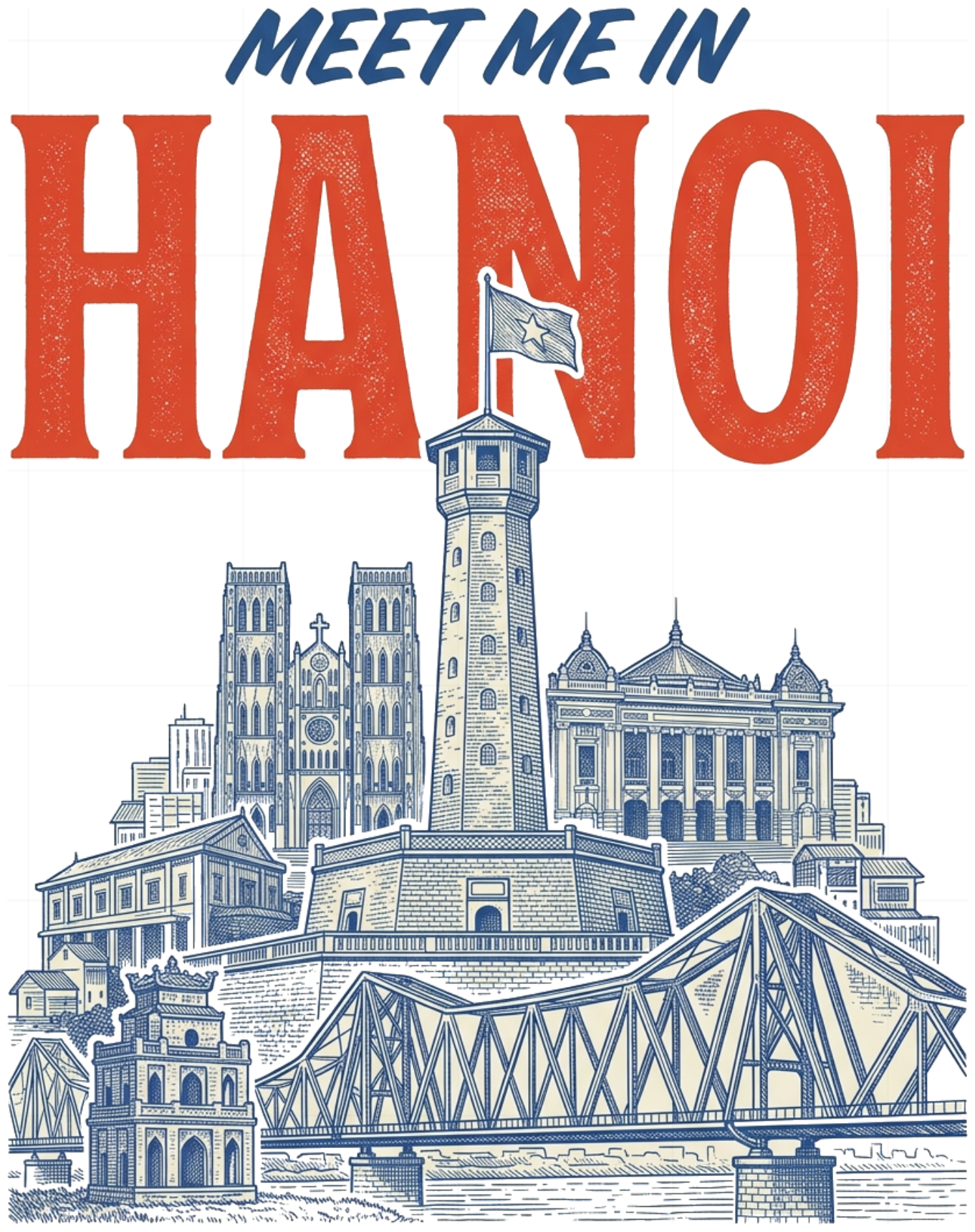 Áo Phông Unisex Retro Hanoi Travel Cotton Cao Cấp Áo Thun Nam Nữ Form Rộng Streetwear - 090926-16-39-MCJ