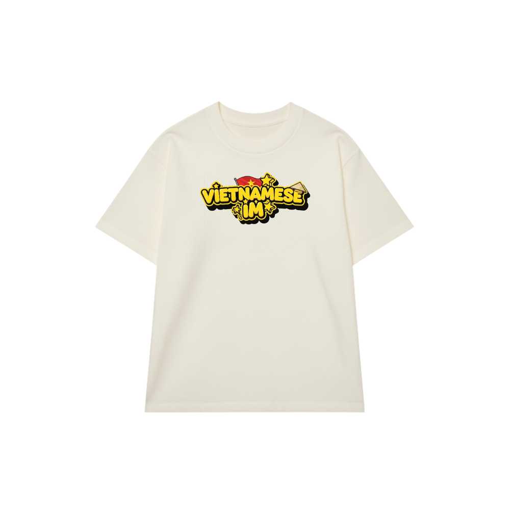Áo Thun Vietnamese Unisex Màu Kem Form Rộng Y2K Streetwear Cotton Cao Cấp - 100626-14-37-NON