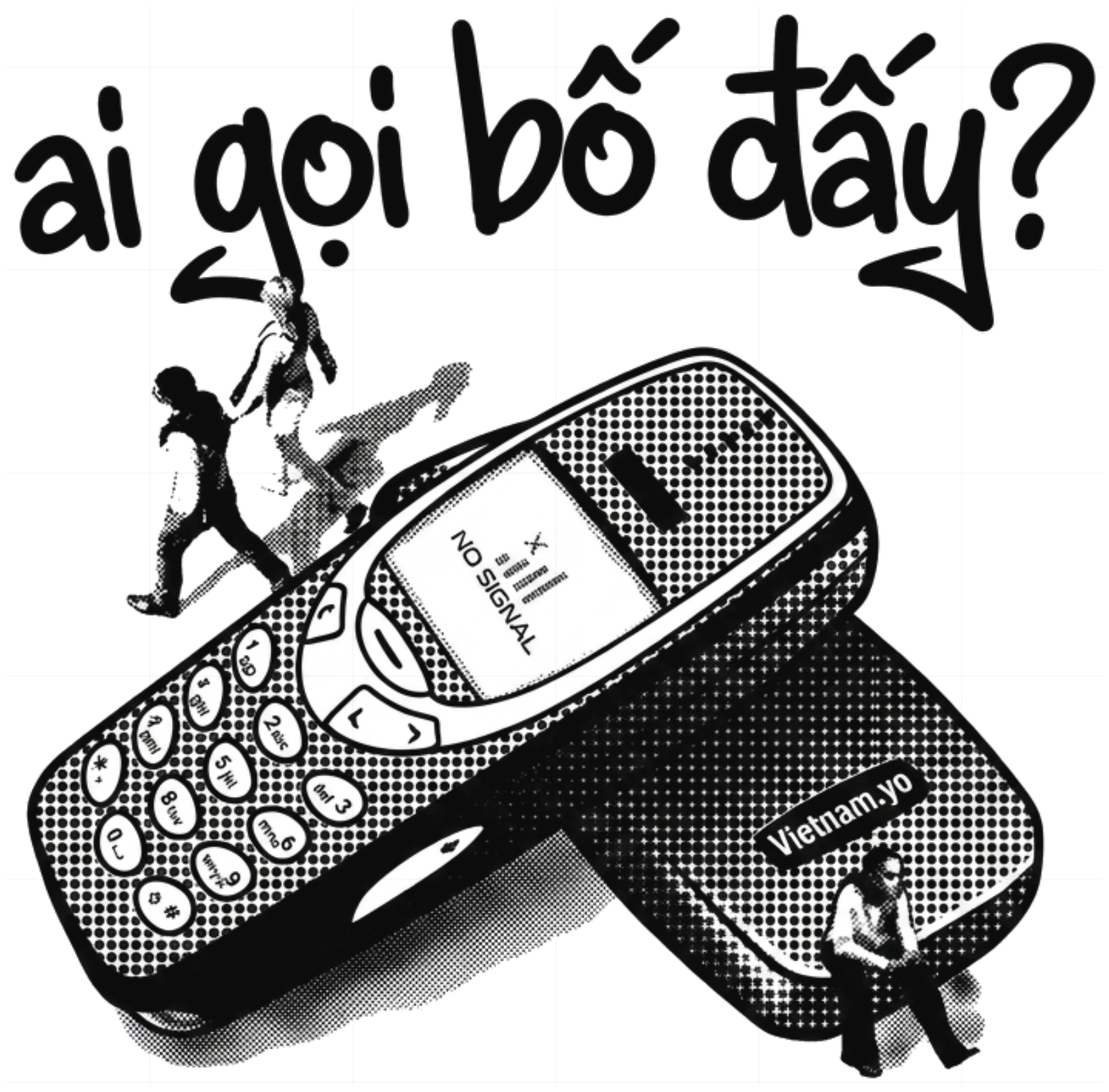 Áo Thun Trắng Unisex "Ai Gọi Bố Đấy" Retro Phone Cotton Form Rộng - 100726-16-19-VDC