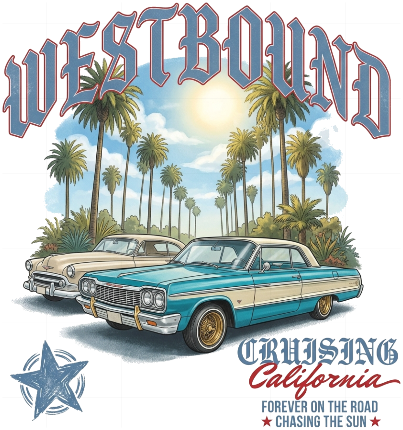 Áo Phông Unisex Westbound California Vintage Lowrider Streetwear Oversize Cotton Cực Chất - 100826-13-57-MAT