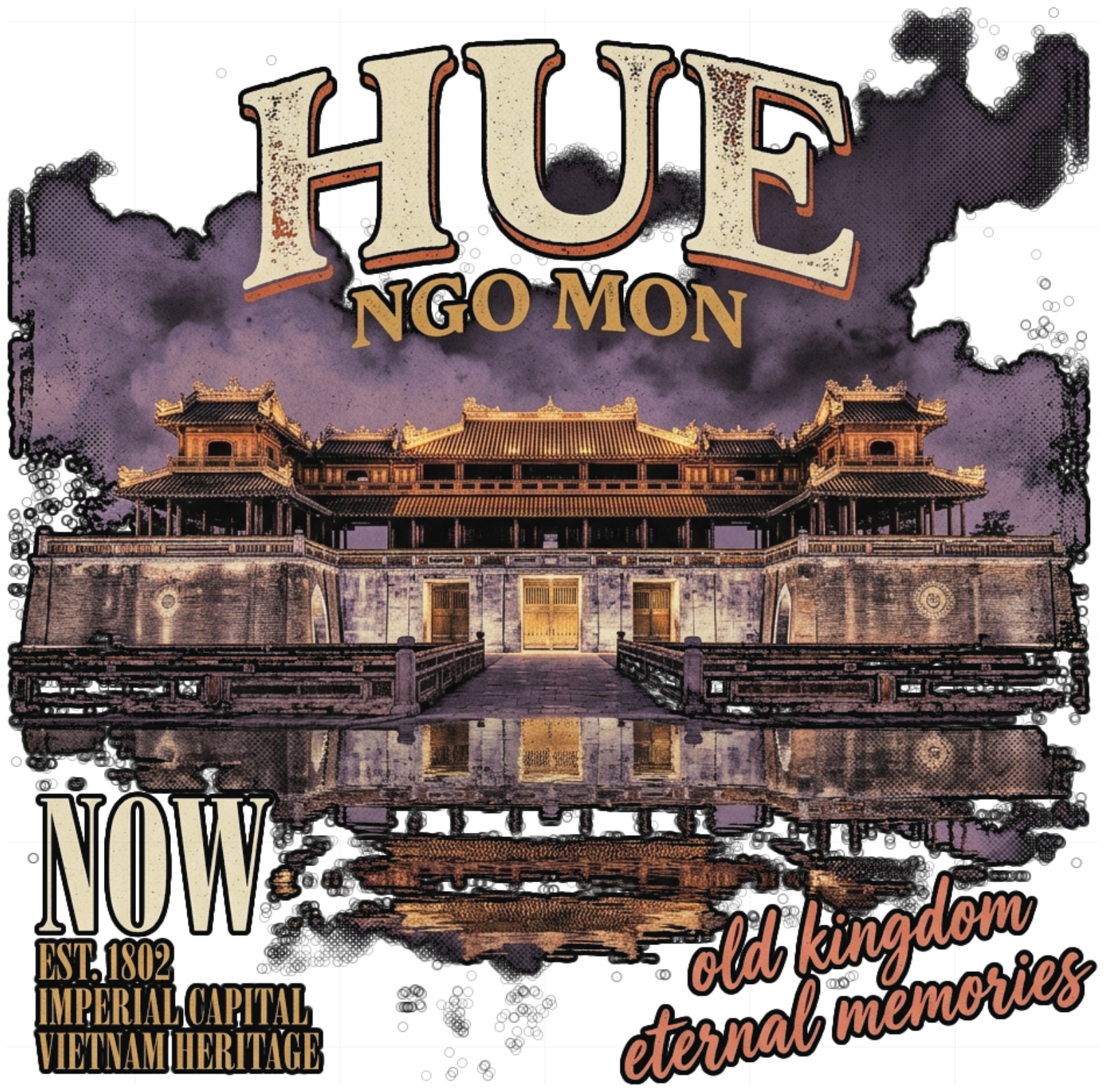 Áo Thun Hue Ngọ Môn Vintage Streetwear Cotton 2 Chiều Form Rộng Unisex Cực Chất - 100826-14-34-FQY