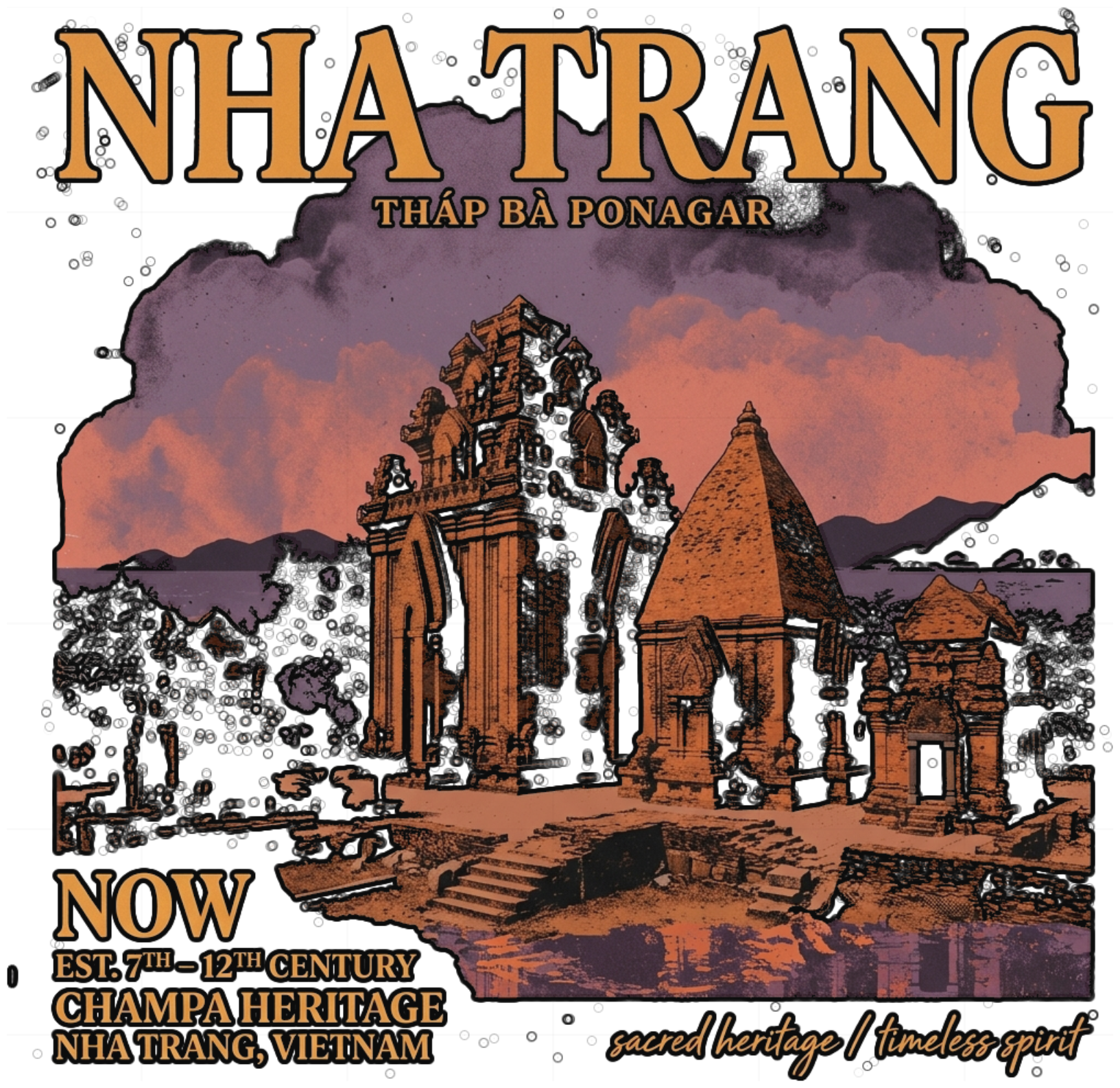 Áo thun Nha Trang Tháp Bà Ponagar Vintage Unisex Cotton 100% Streetwear Cực Chất - 100826-15-26-DRV