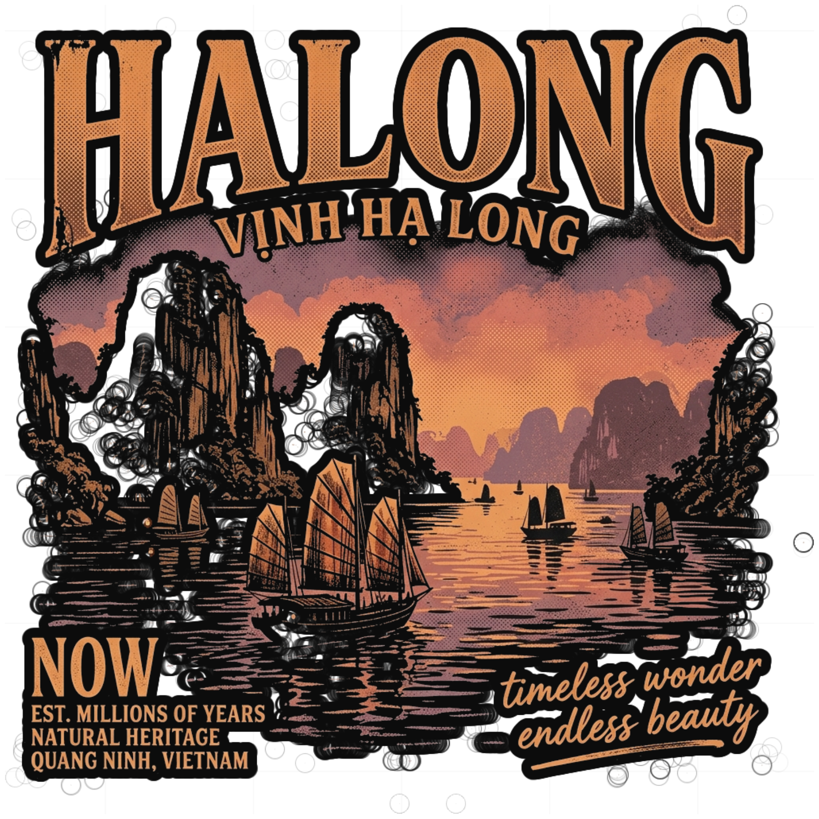 Áo Thun Unisex Vịnh Hạ Long Heritage Vintage Cotton 100% Streetwear Cao Cấp - 100826-15-49-LPN