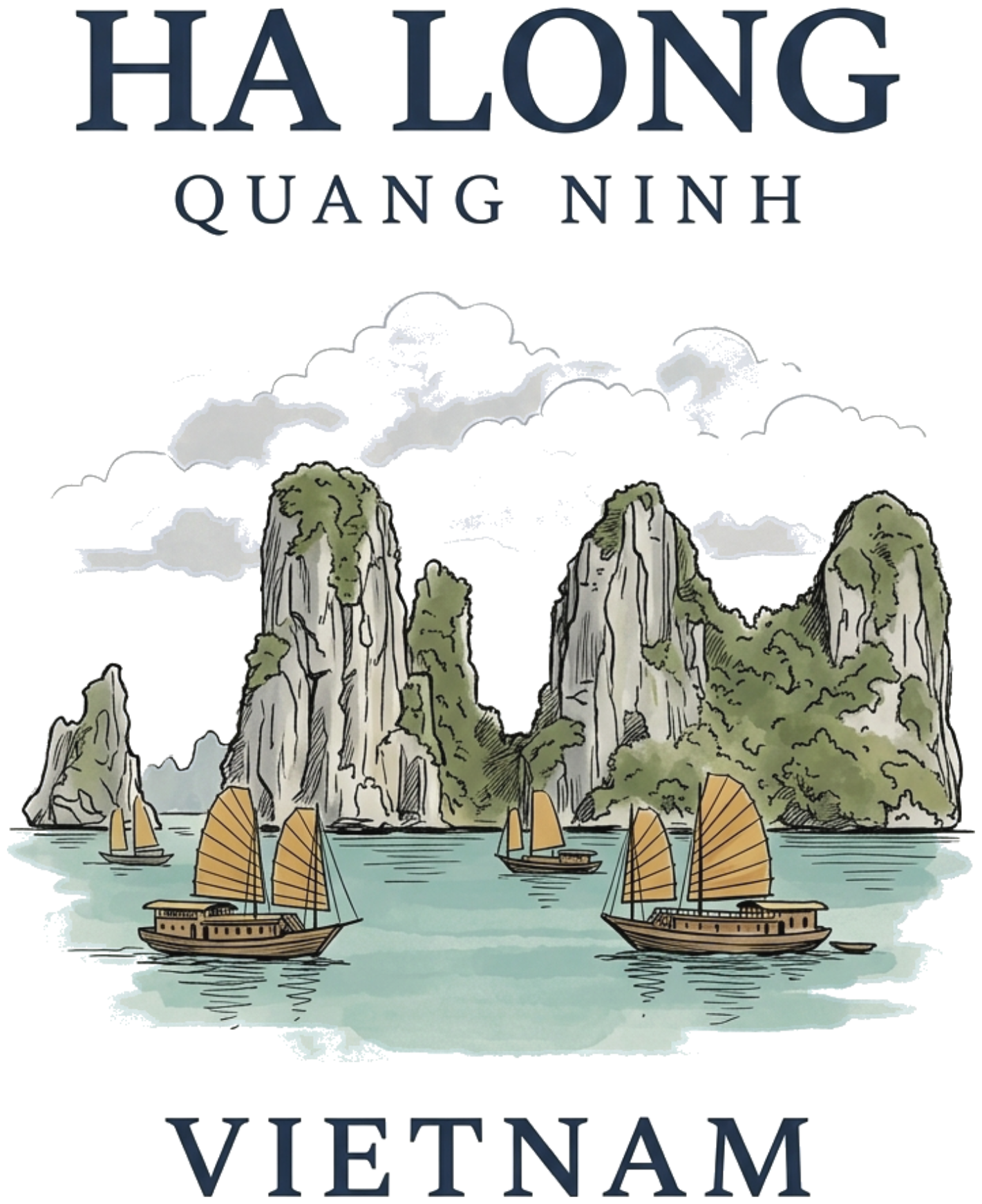 Áo Thun Boxy Ha Long Vietnam Vintage Cotton Cao Cấp Áo Phông Du Lịch Form Rộng Unisex - 100926-11-04-KBF