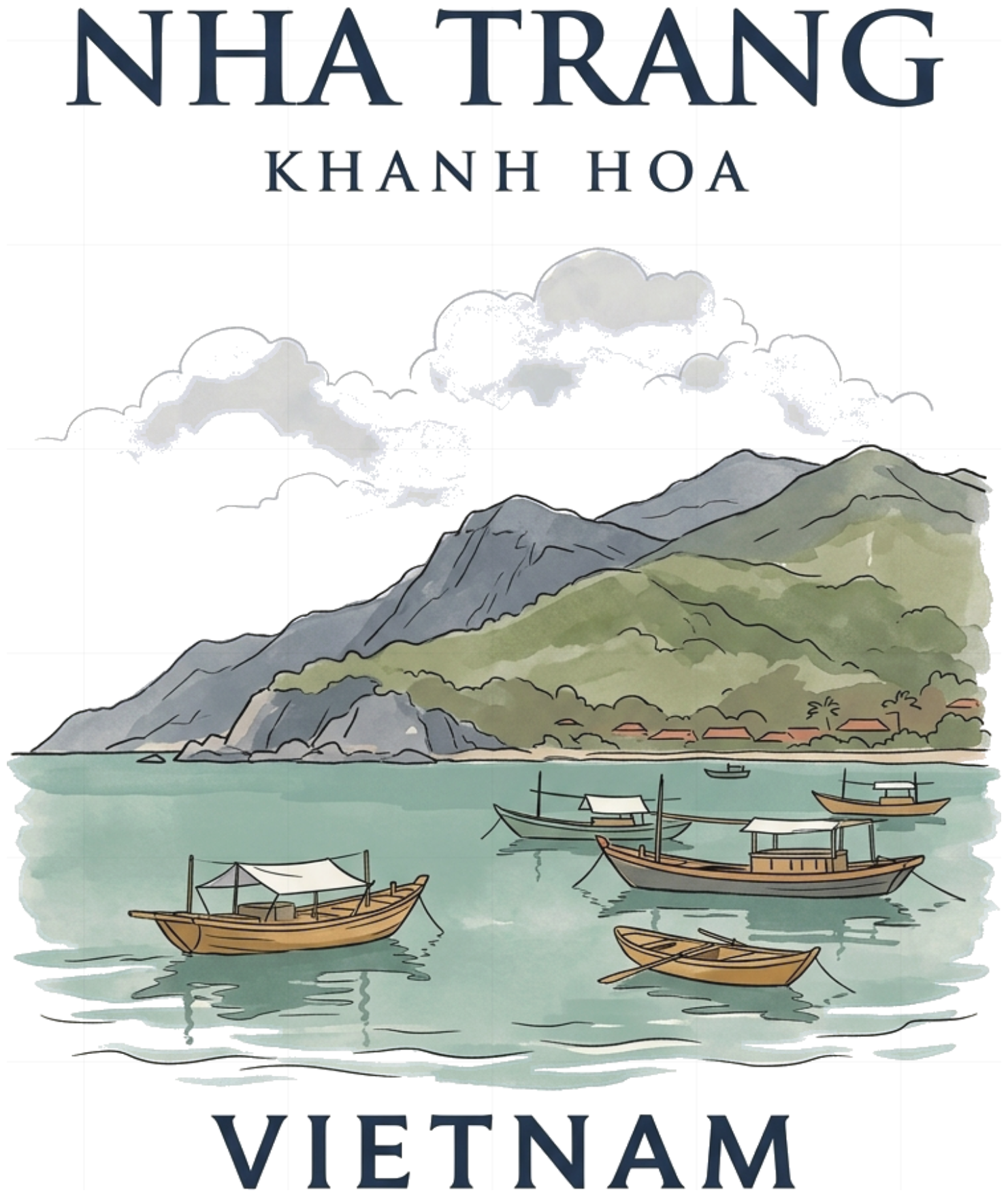 Áo thun Boxy Cotton Premium In Hình Nha Trang Vintage Travel Form Rộng Unisex - 100926-11-16-OLM