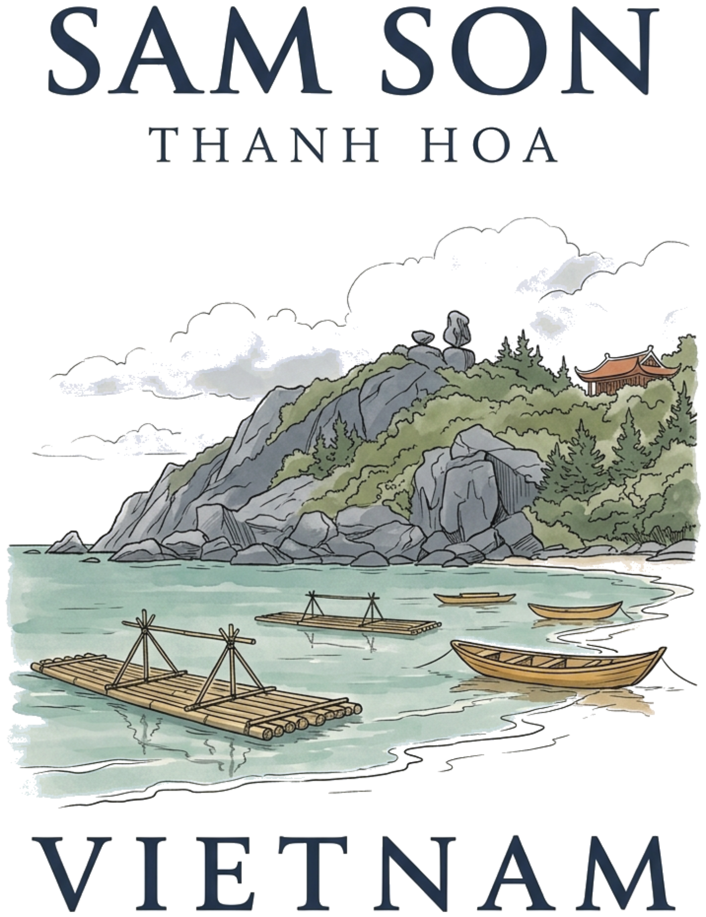 Áo Thun Boxy Sam Sơn Thanh Hoá Vintage Travel Poster Cotton Cao Cấp 100926-11-27-JRG