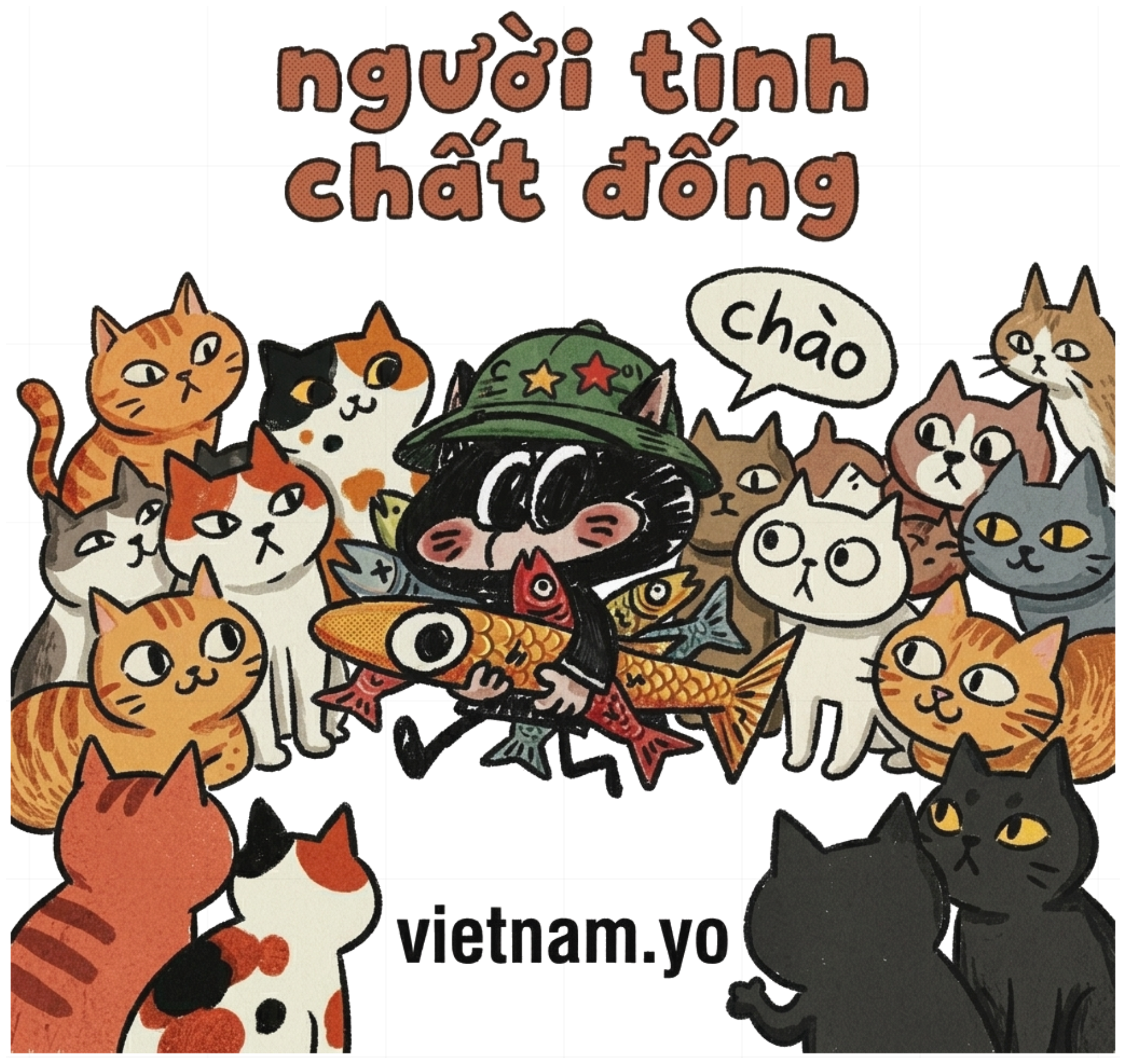 Áo Thun Hình In Người Tình Chất Đống Mèo Lính Unisex Form Rộng Cotton Streetwear Độc Đáo - 100926-14-21-ZFL
