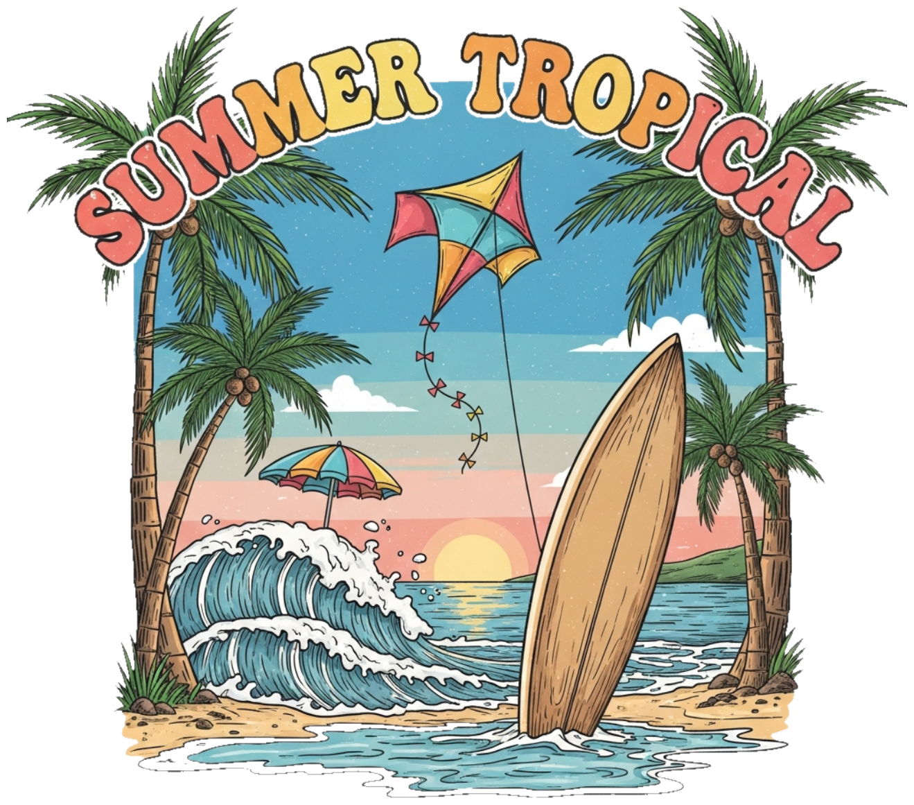 Áo Thun Trắng Summer Tropical Design Cá Tính - 110526-14-28-BOY