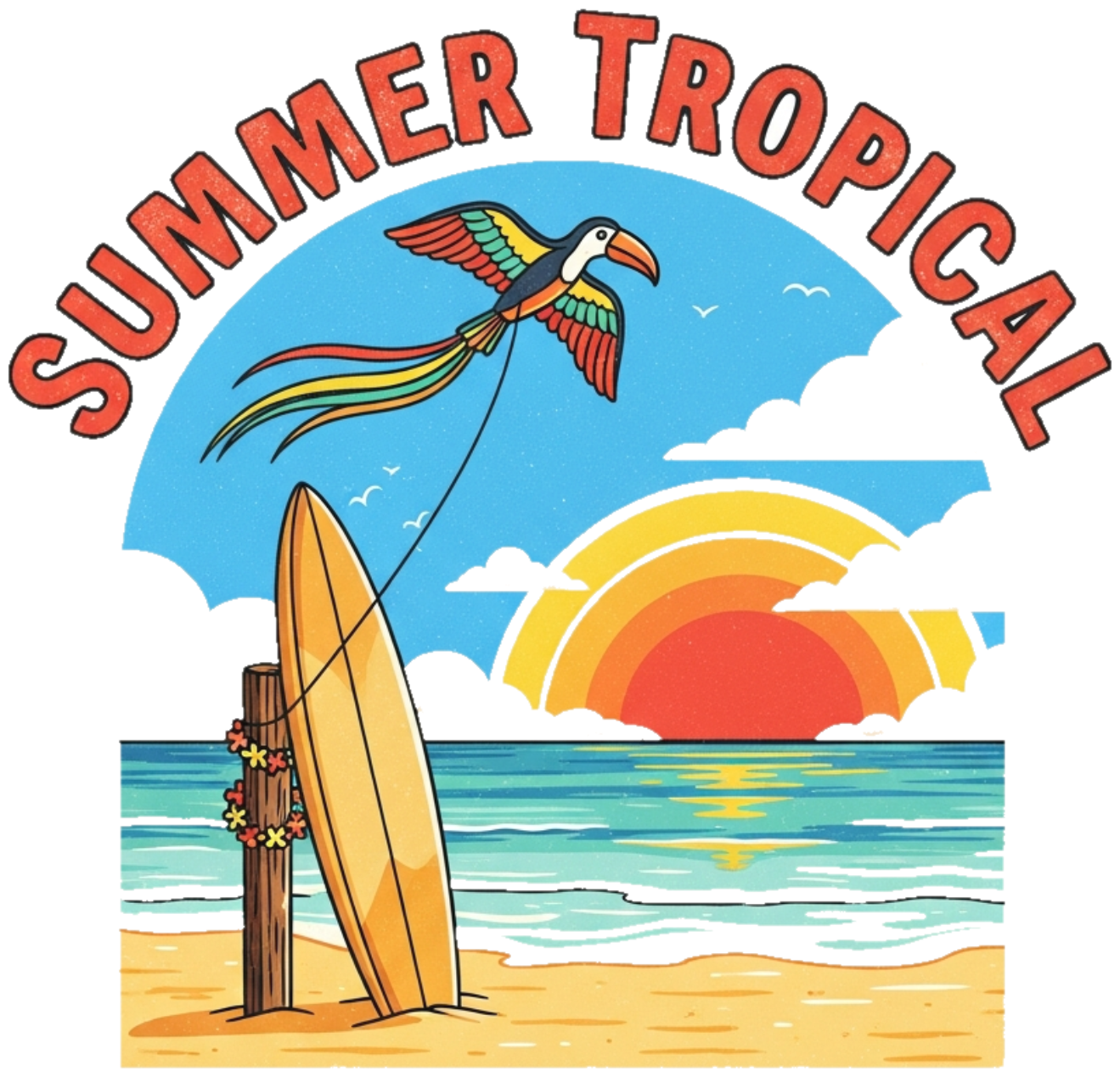 Áo Thun Trắng In Hình Summer Tropical Design Độc Đáo - 110526-14-28-CDD