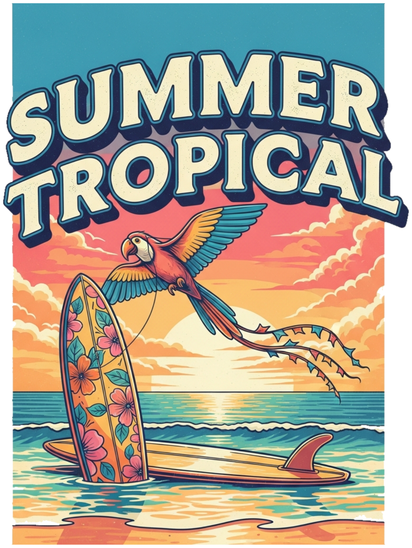 Áo Thun Trắng Summer Tropical Design Thời Trang - 110526-14-28-EFO
