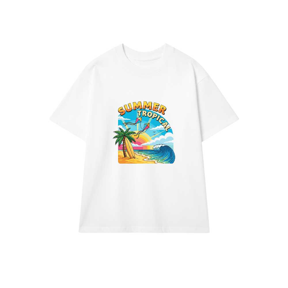 Áo Thun Trắng Summer Tropical Thiết Kế Độc Đáo - 110526-14-28-GGE