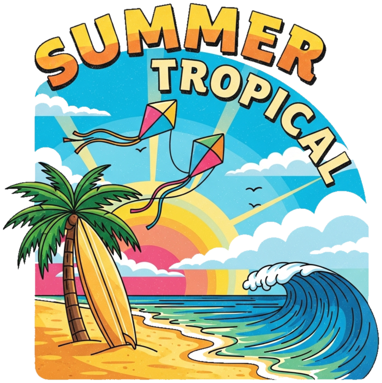 Áo Thun Trắng Summer Tropical Thiết Kế Độc Đáo - 110526-14-28-GGE
