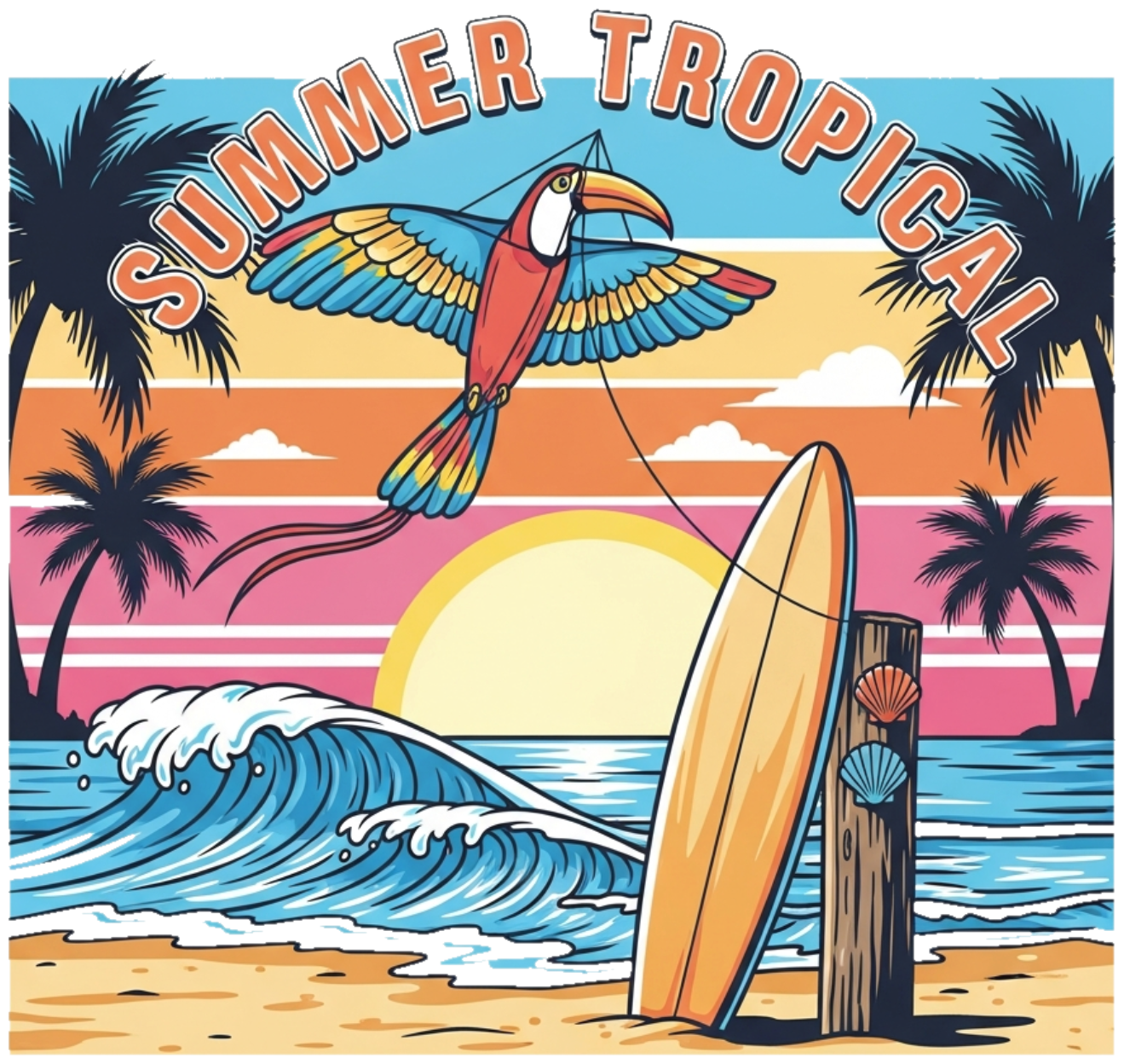 Áo Thun Trắng Summer Tropical Design Thời Trang - 110526-14-28-RTU