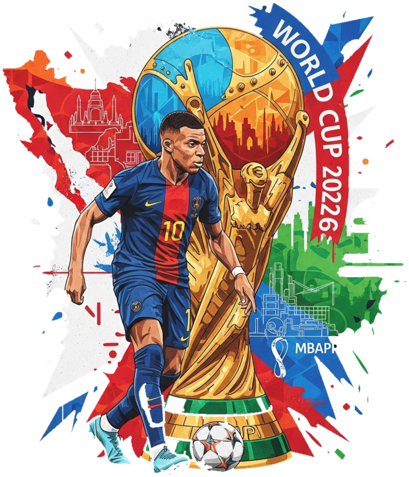 Áo Thun Trắng In Hình Mbappe World Cup 2026 - 110526-16-25-RLO