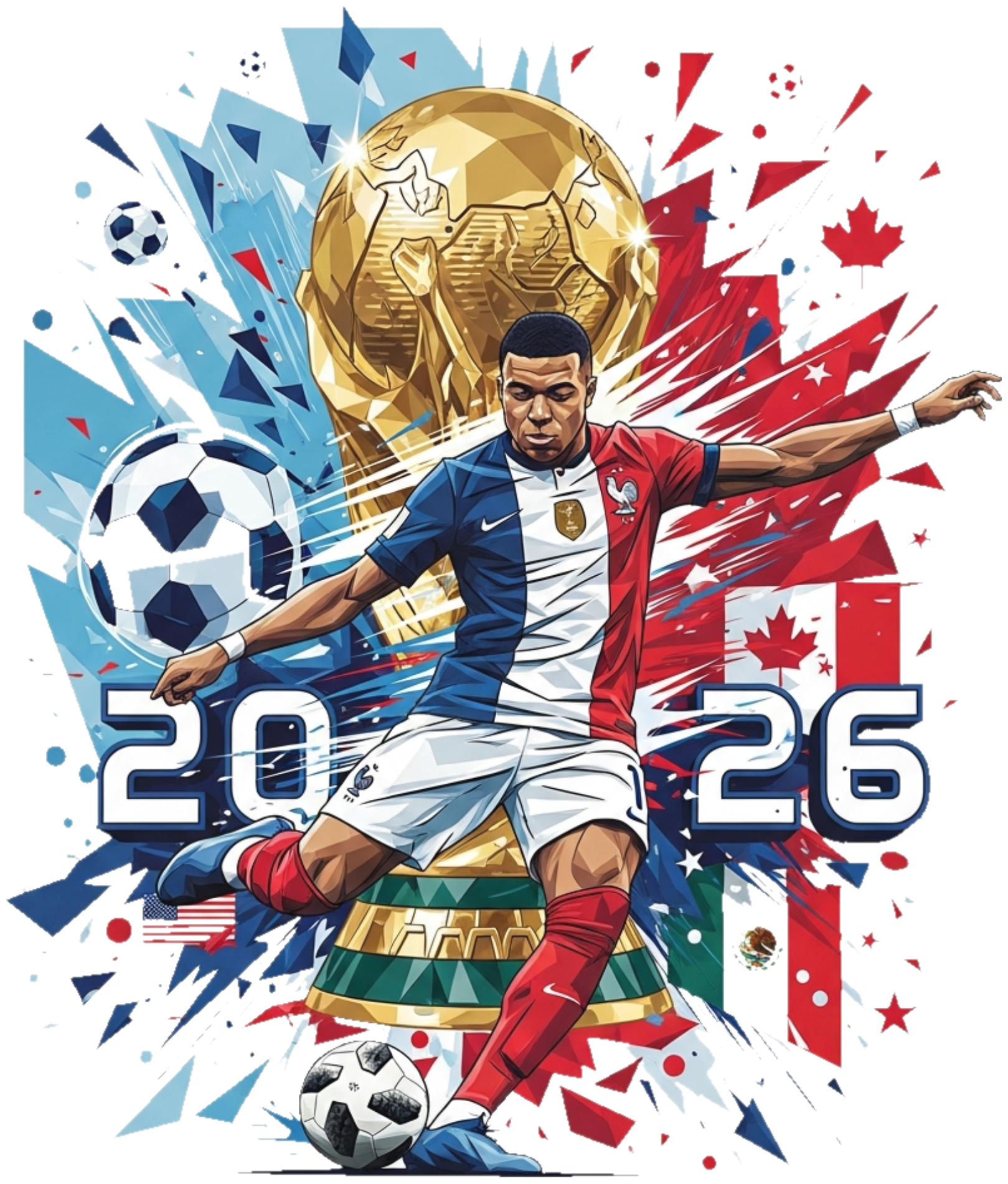 Áo Thun Trắng In Hình Mbappe World Cup 2026 - 110526-16-25-WJR