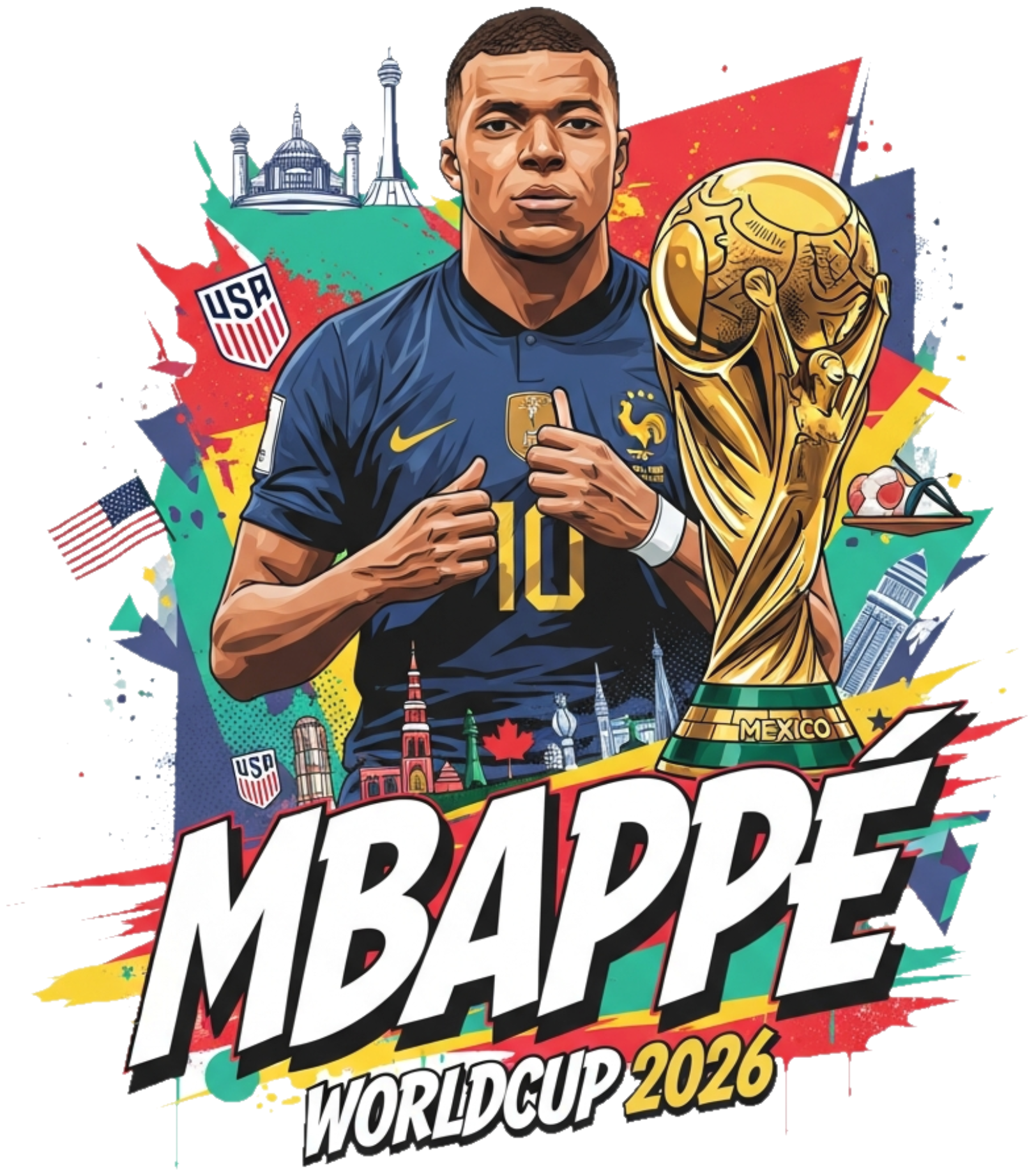 Áo Thun Trắng Mbappe World Cup 2026 "Design" - 110526-16-25-XCU