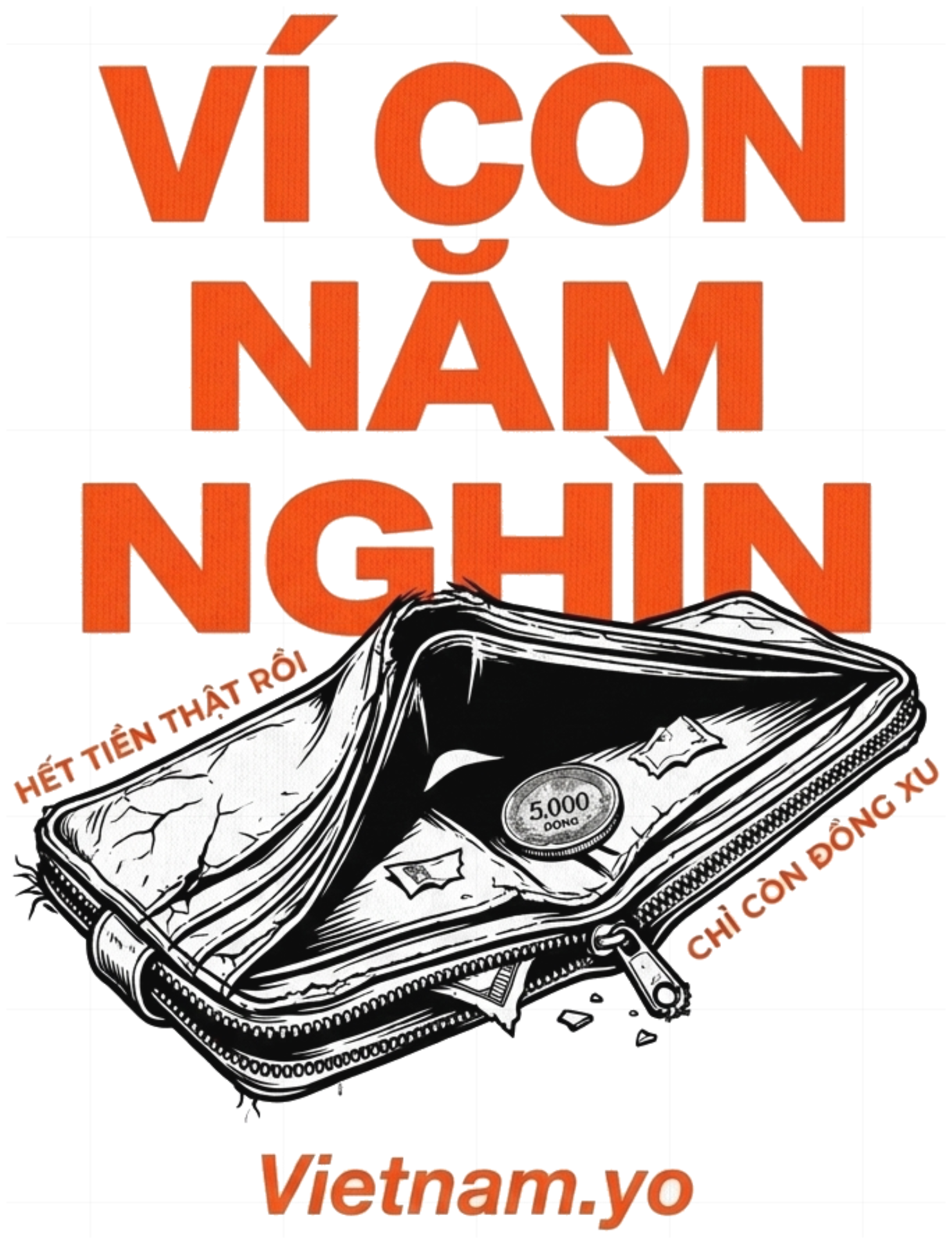 Áo thun trắng unisex Ví Còn Năm Nghìn Streetwear Form Rộng Cotton 110726-14-28-PVZ