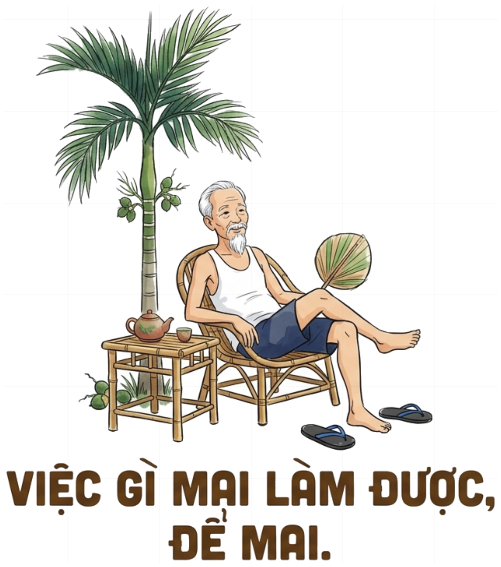 Áo Thun Hình In Ông Cụ Việc Gì Mai Làm Được Để Mai Unisex Form Rộng Cotton 100% Trendy - 110826-15-41-PHE