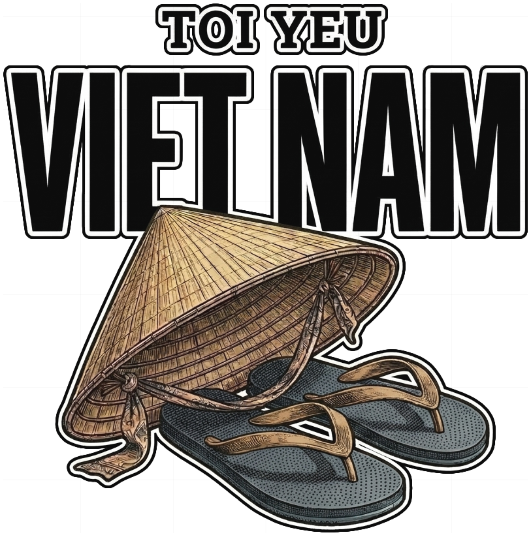 Áo Thun Tôi Yêu Việt Nam Nón Lá Unisex Form Rộng Streetwear Vintage vietnam.yo - 110926-16-36-GQF