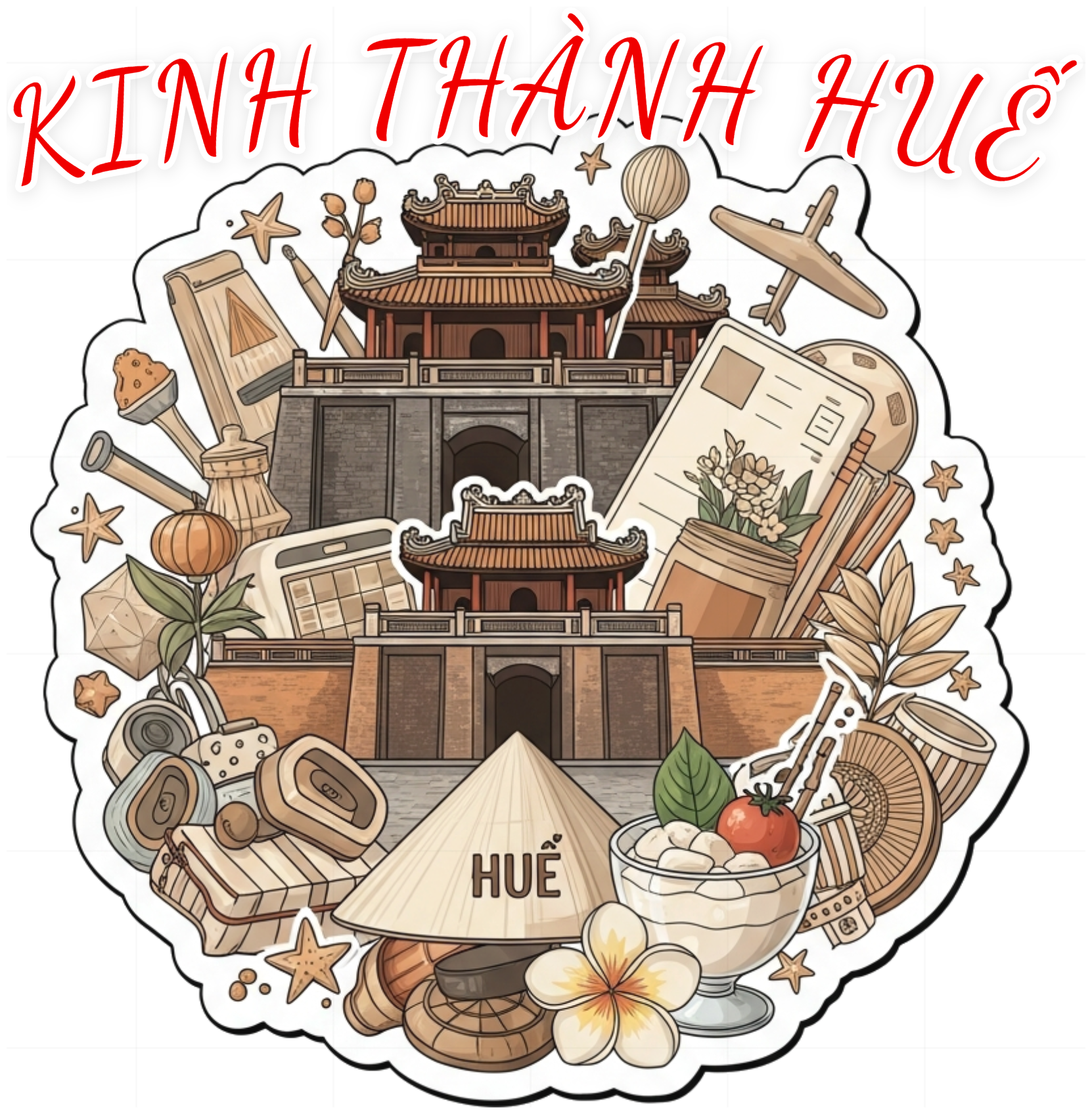 Áo Thun Unisex Kinh Thành Huế Vintage Màu Kem Form Rộng Cotton 100% - 120626-14-04-VDI