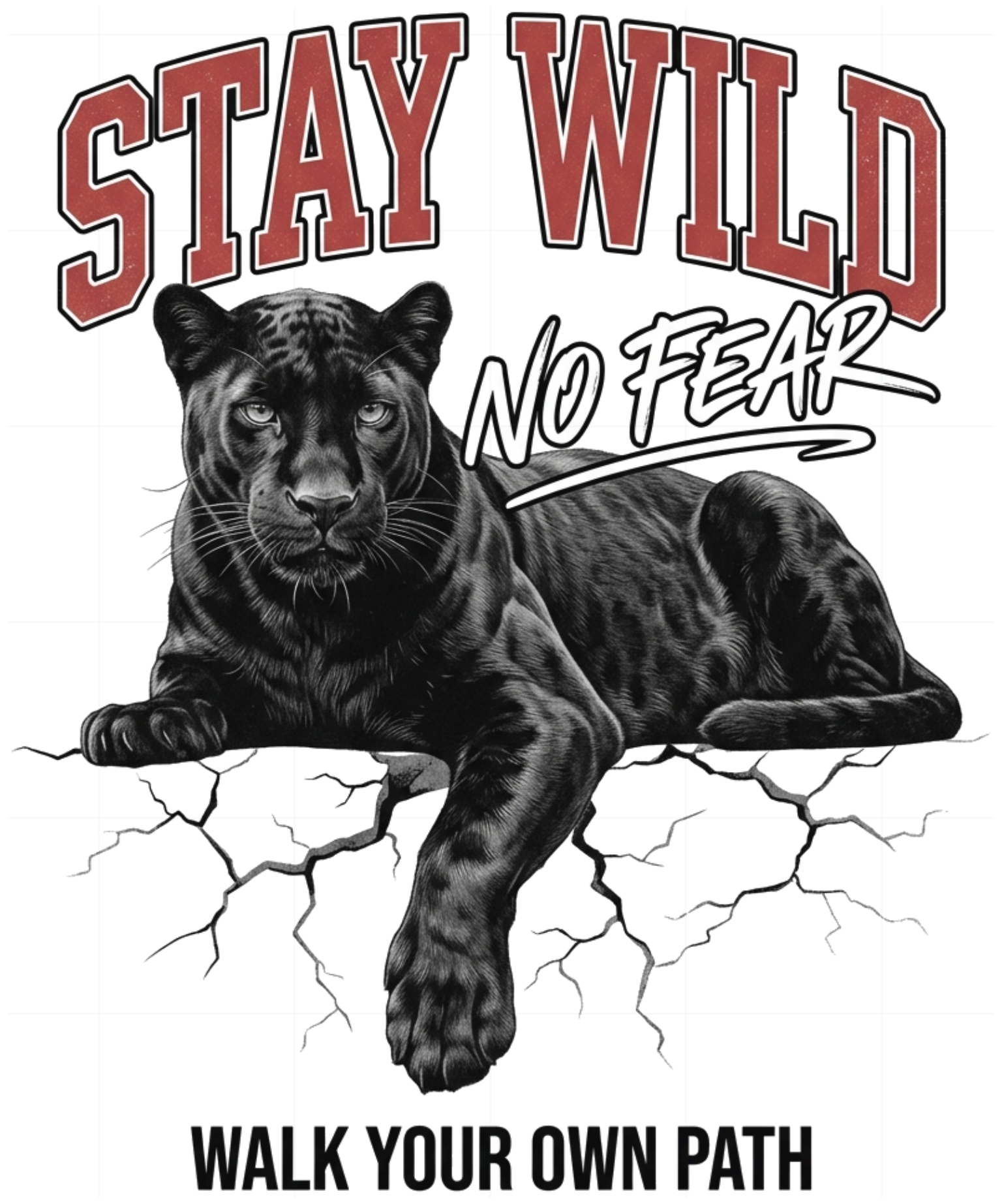 Áo Thun Trắng Báo Đen STAY WILD Streetwear Unisex Cotton Form Rộng Cao Cấp - 120826-11-42-KIA