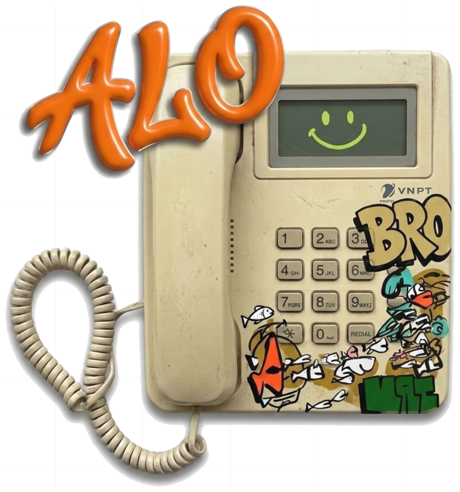Áo Thun Điện Thoại Retro Alo Graffiti Unisex Form Rộng Cotton 100% Streetwear Trendy - 120826-14-12-ZWT