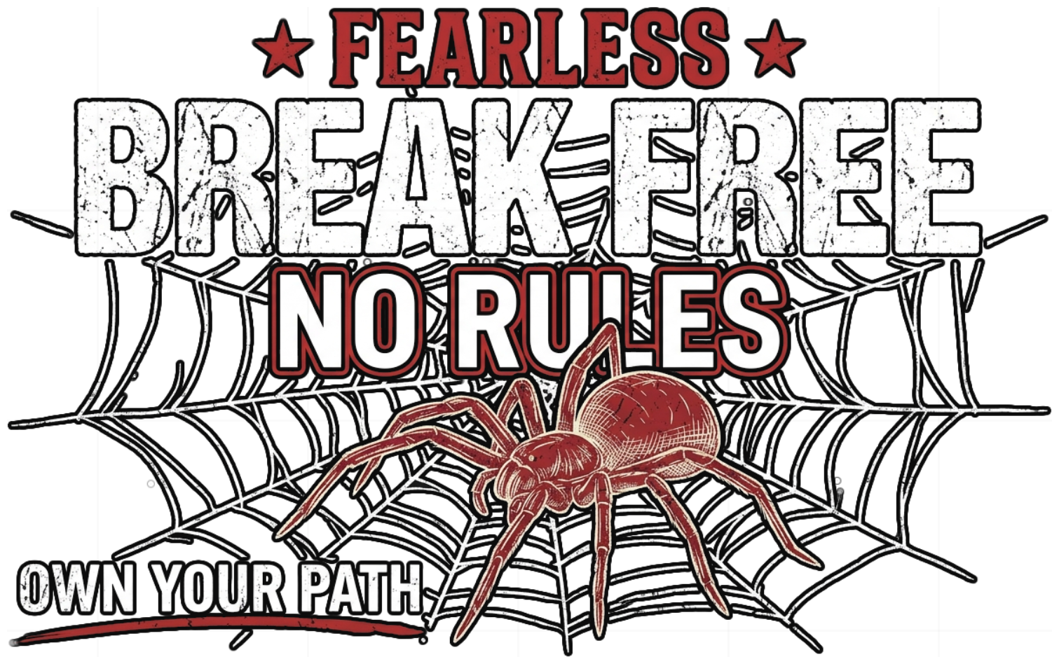 Áo Thun Đen Grunge Streetwear FEARLESS NO RULES Form Rộng Unisex Cotton Co Giãn - 120826-16-56-MFG