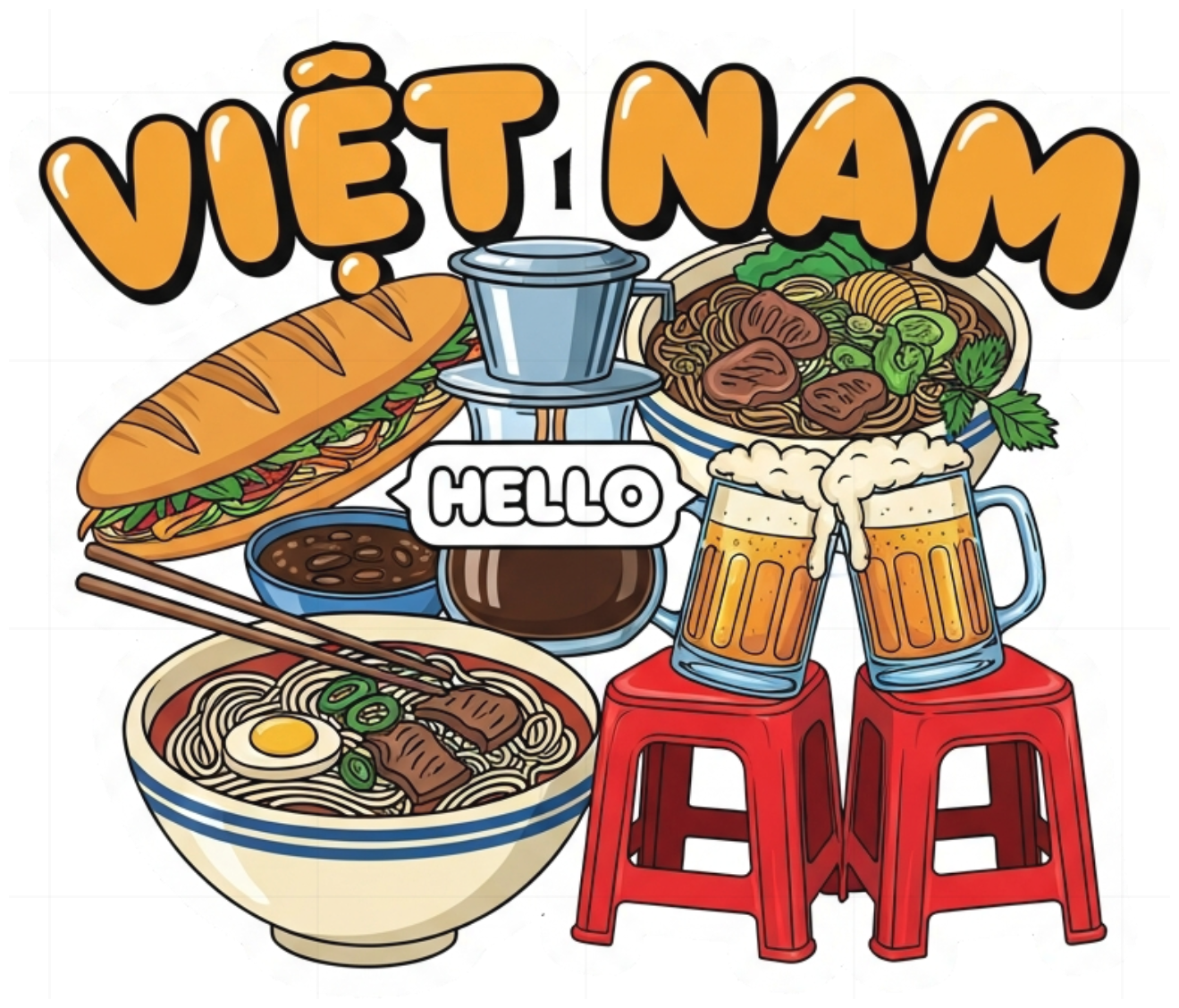 Áo Thun Trắng In Hình Việt Nam Phố Phường Độc Đáo - 130426-14-57-BKX