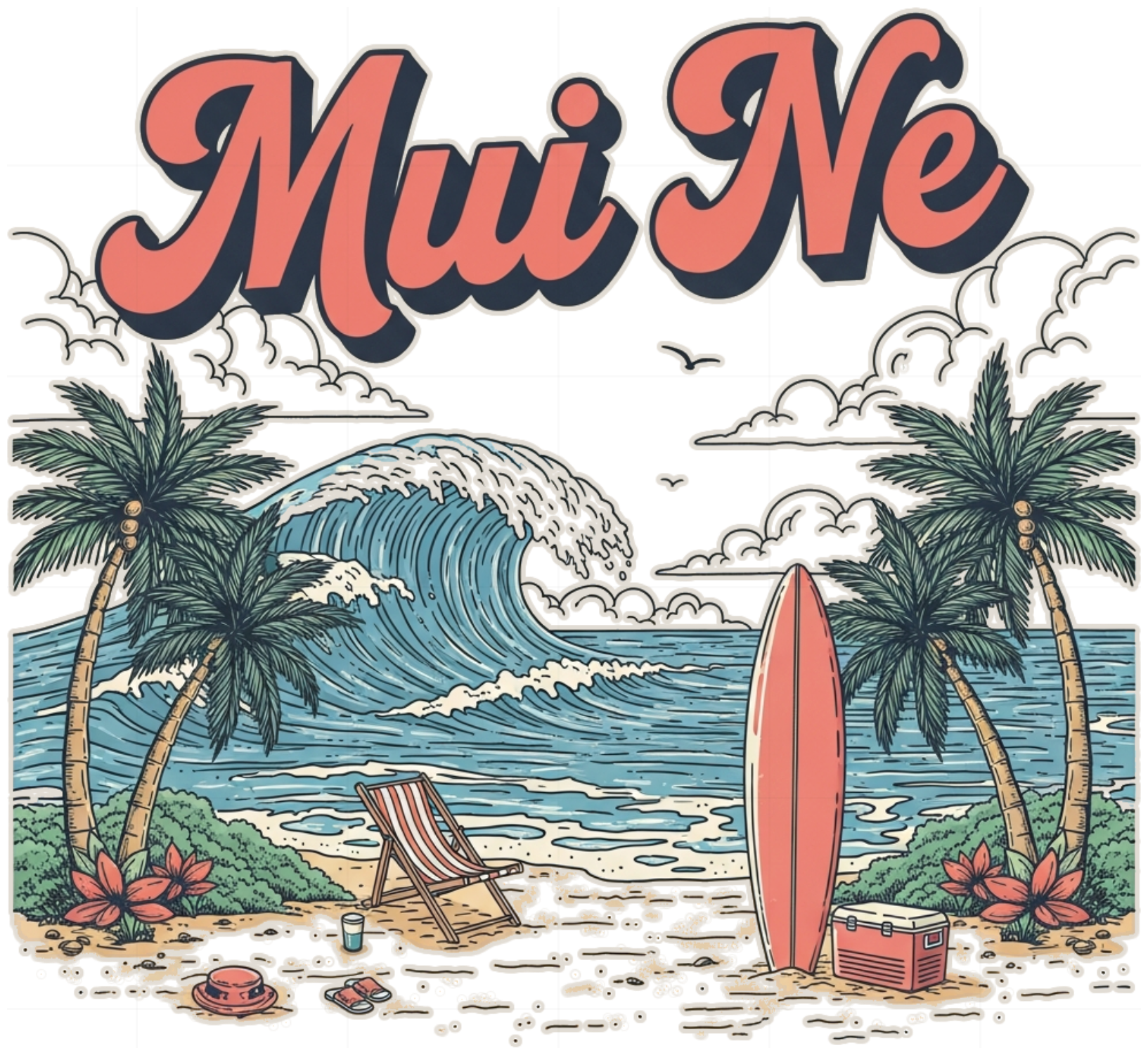 Áo Thun Trắng Design Phong Cách Retro Surf - 130626-08-20-TEO