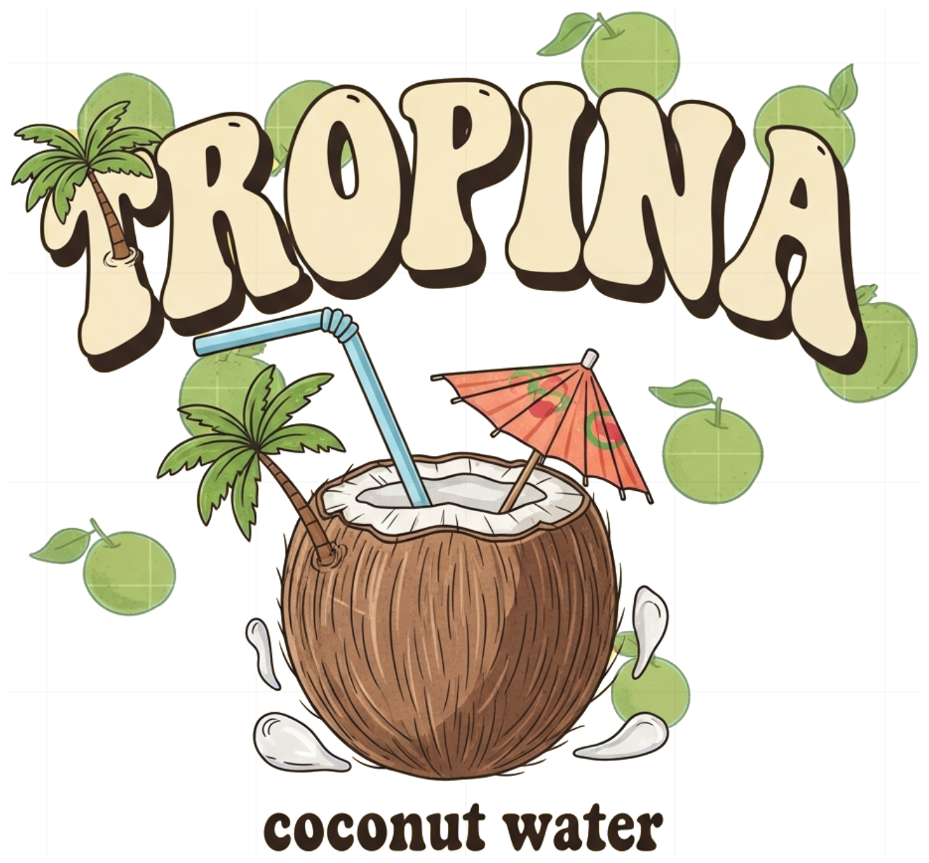 Áo thun trắng TROPINA Coconut Tropical Unisex Form rộng Cotton cao cấp - 130626-15-34-NAK