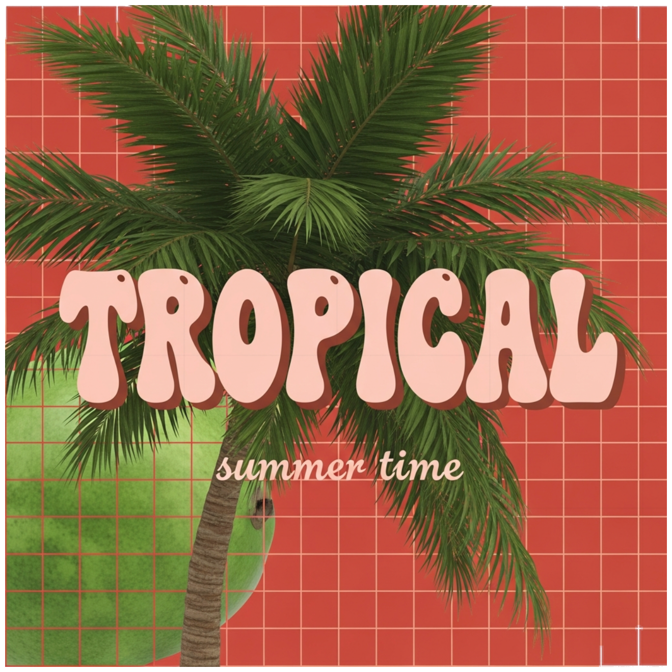 Áo Thun Unisex Tropical Summer Time Màu Kem Retro Groovy Phông Rộng 130626-15-40-LUI