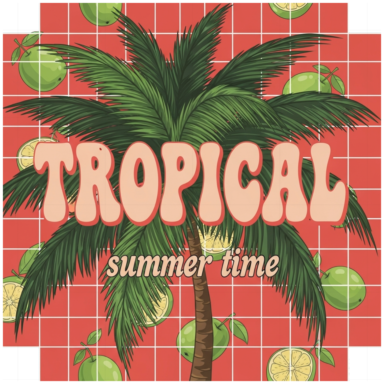 Áo Thun Trắng Tropical Summer Time Retro Groovy Unisex Form Rộng - 130626-15-40-XAM