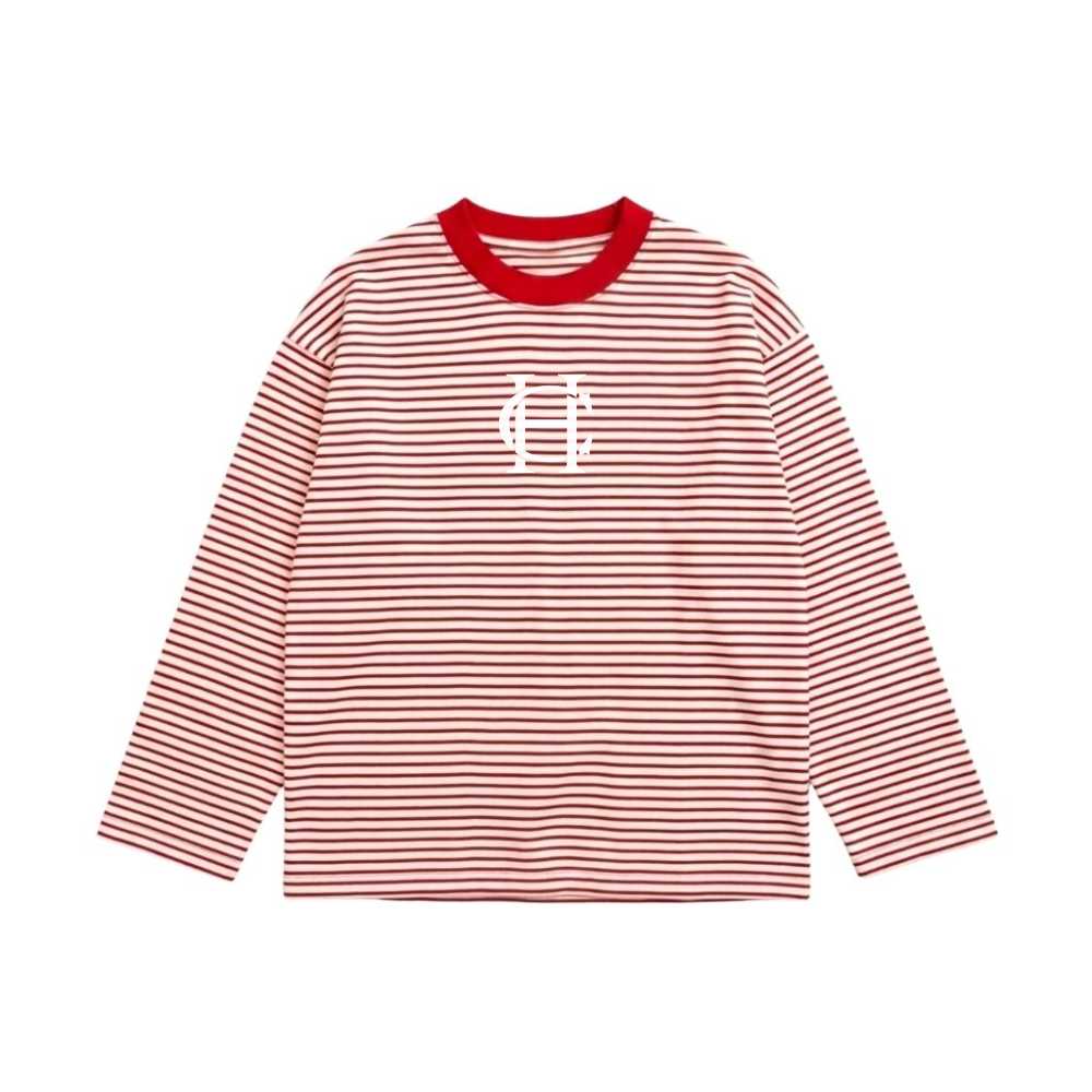 Áo thun tay dài sọc ngang VNXK HAMCHOI Đỏ sọc ngang cá tính form rộng HC Monogram Long sleeves - 130826-14-44-PNC