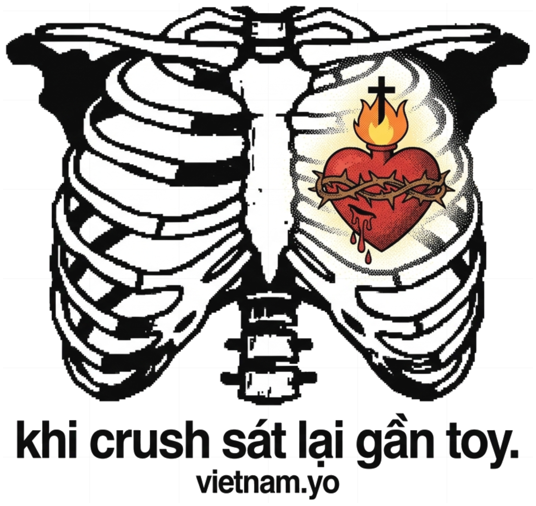 Áo Thun Wash Graphic Trái Tim Sacred Heart Oversize Streetwear Grunge Cotton Unisex - 130826-15-08-MOB