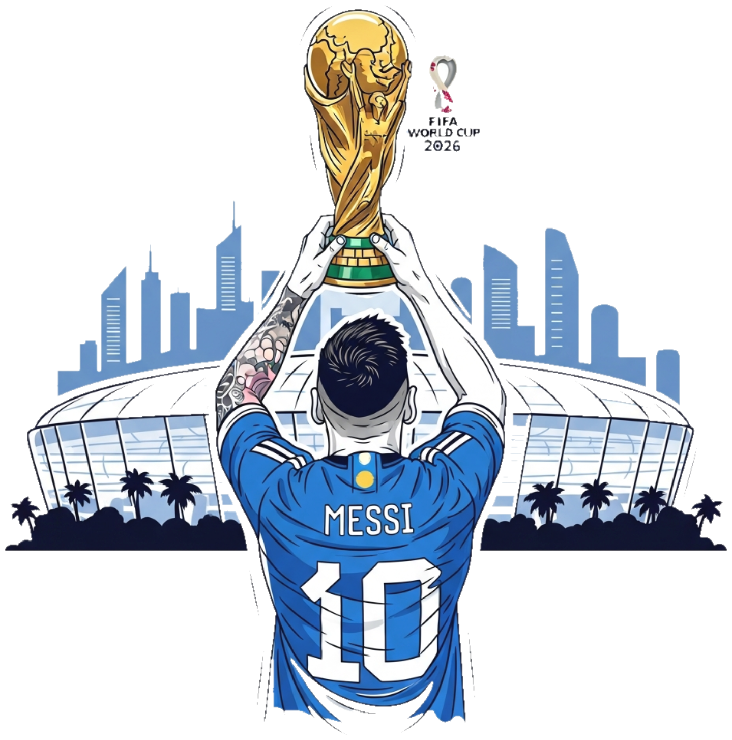 Áo Thun Trắng Lionel Messi Cúp FIFA 2026 Design - 140526-15-22-CUL