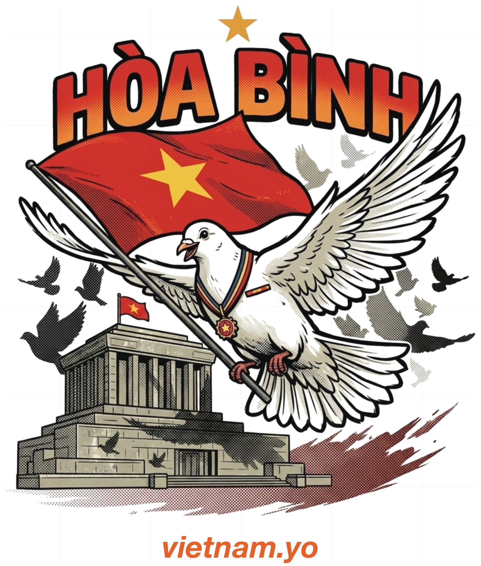 Áo Thun Trắng Vietnam.yo Hòa Bình Vintage, Form Rộng Cotton Cao Cấp - 140726-10-54-ARJ