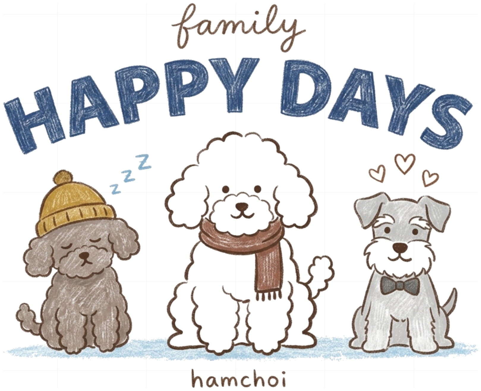 Áo thun unisex VNXK HAMCHOI Trắng cotton form rộng Happy Dogs Family Tee - 140926-09-39-OHX