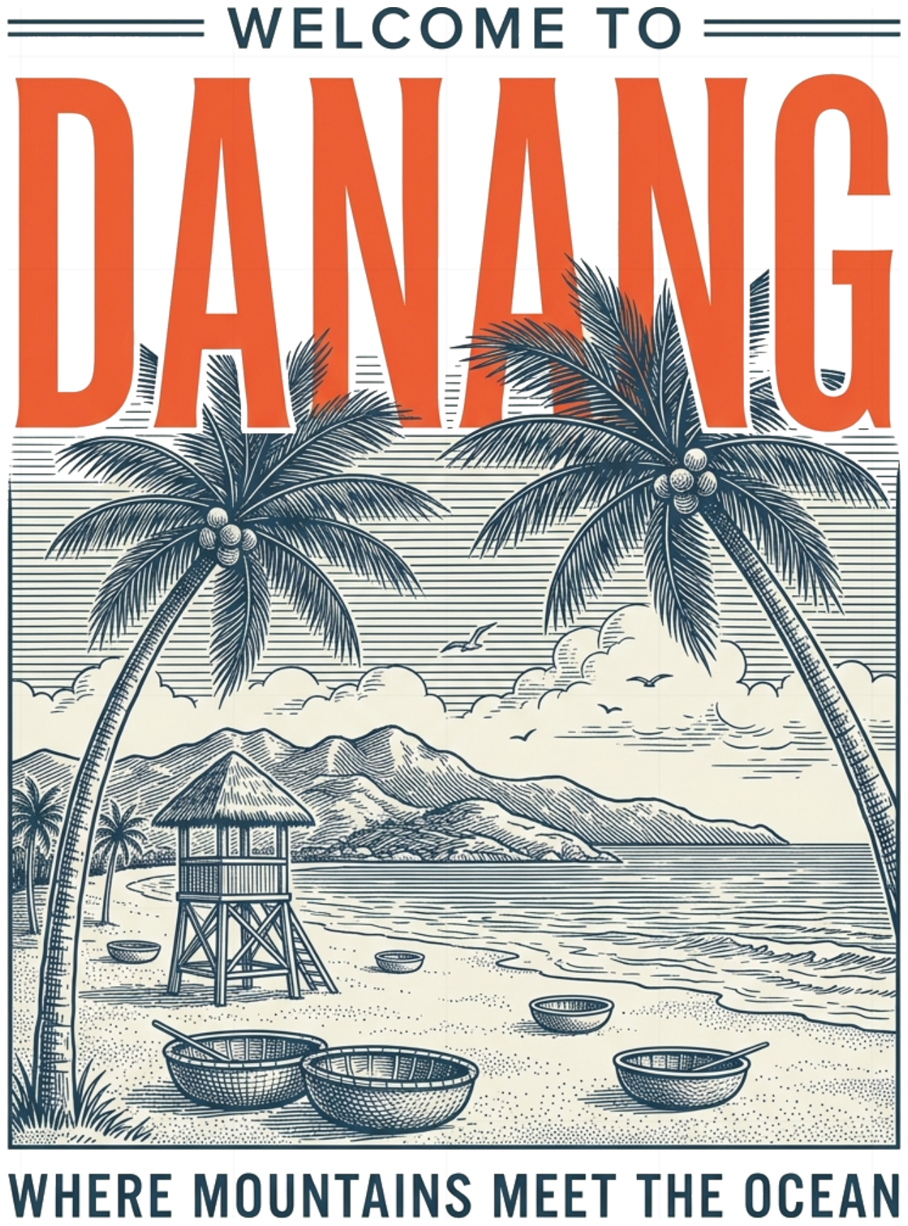 Áo Thun Đà Nẵng Vintage Travel Poster Cotton Form Rộng Unisex Thời Trang Streetwear - 140926-14-36-HGC