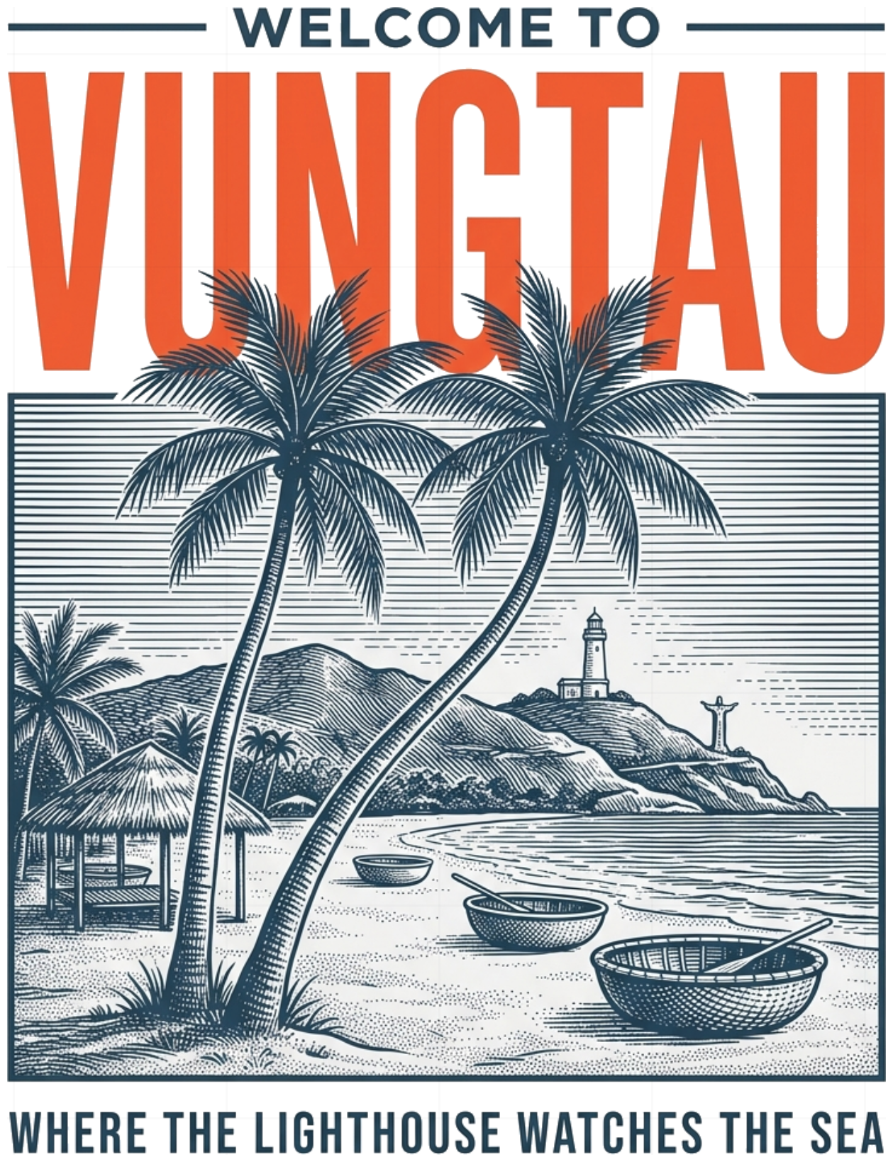 Áo thun Vũng Tàu Vintage Coastal Retro Cotton Form Rộng Unisex Local Brand Cao Cấp - 140926-14-52-JGF