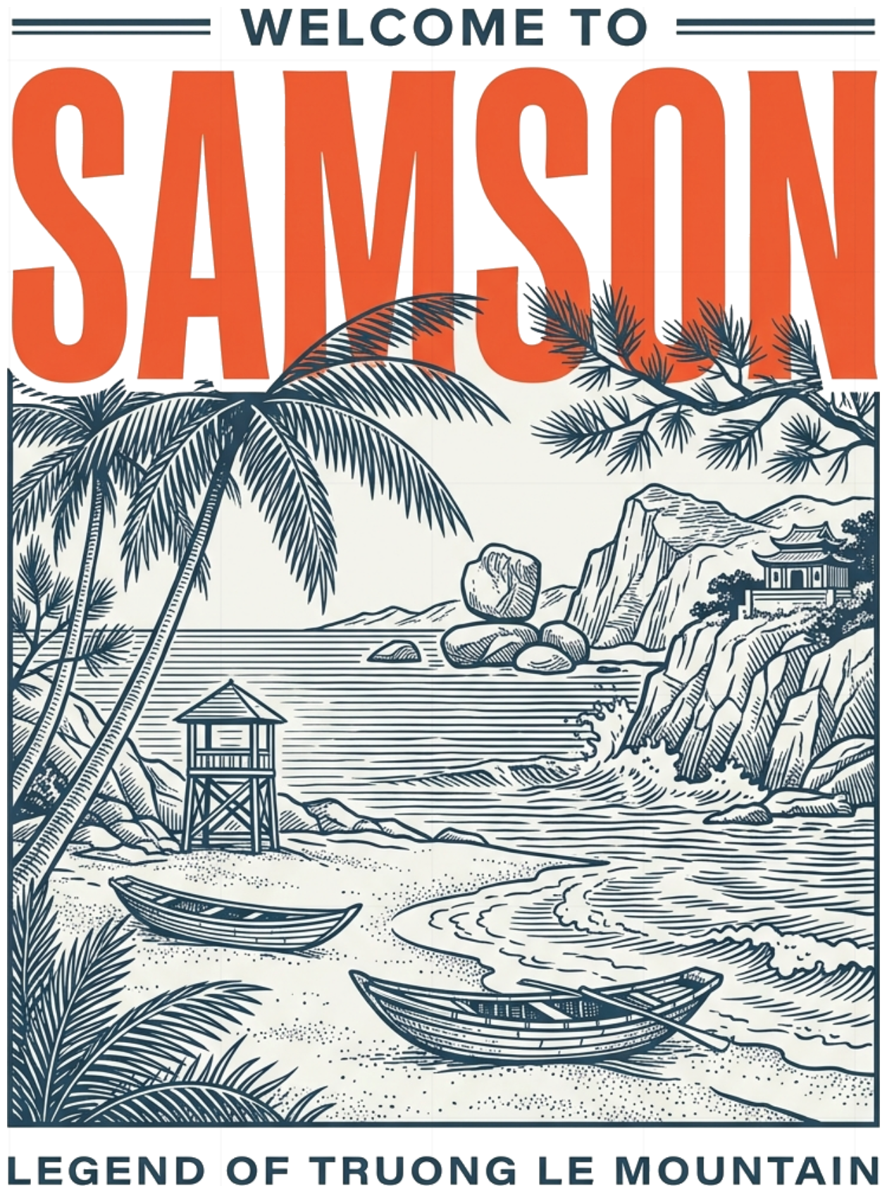 Áo thun Unisex SAMSON Vintage Woodcut Form Rộng Cotton Cao Cấp - Thời Trang Du Lịch Sầm Sơn - 140926-15-08-TGP