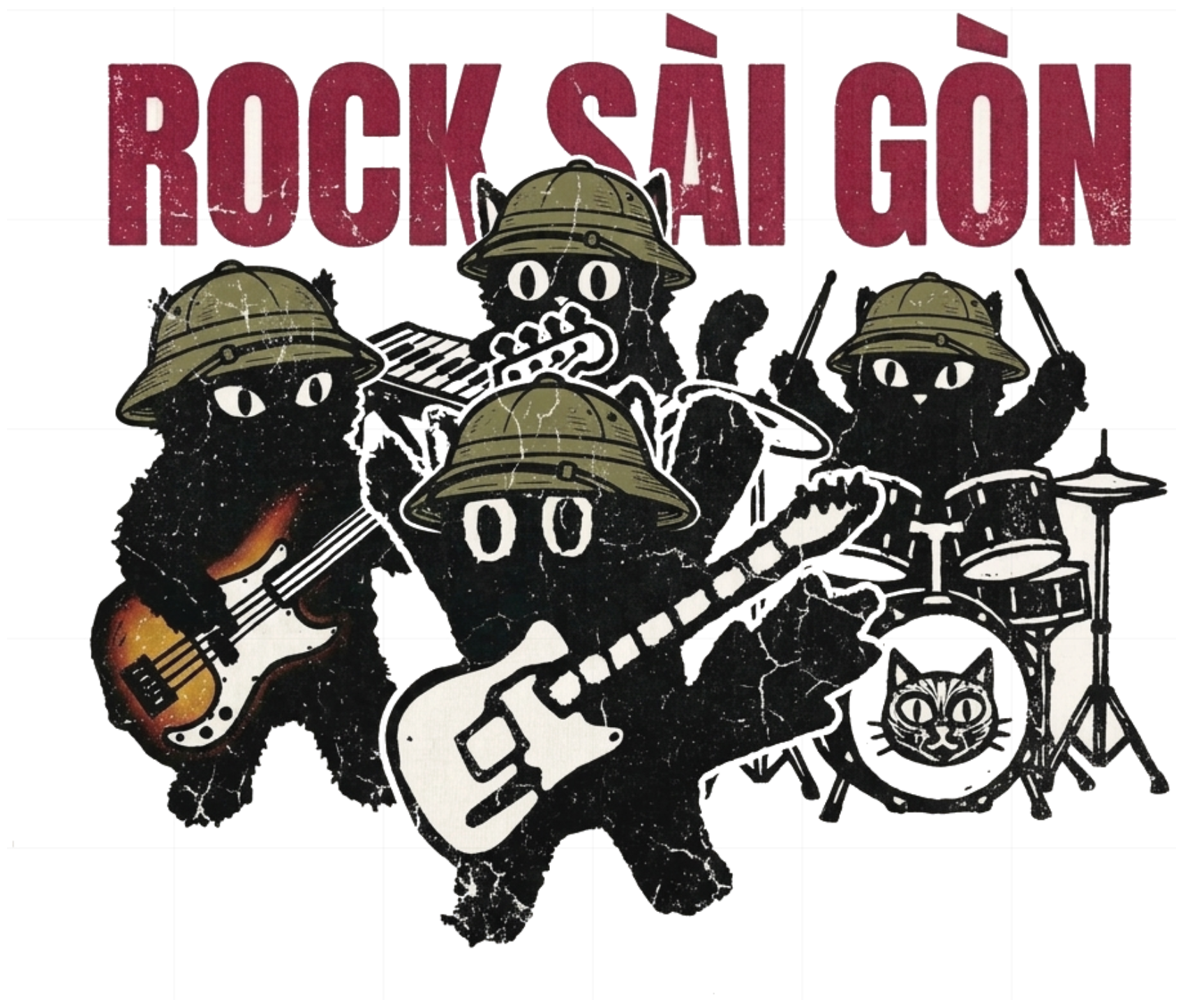 Áo Thun Mèo Rock Sài Gòn Unisex Form Rộng Vintage Retro vietnam.yo - 140926-15-26-AFL