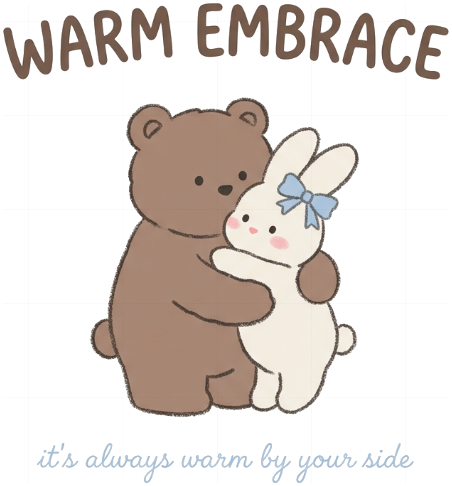 Áo Thun Unisex Form Rộng Warm Embrace Họa Tiết Gấu Thỏ Hàn Quốc Cotton Local Brand - 140926-15-40-YPF