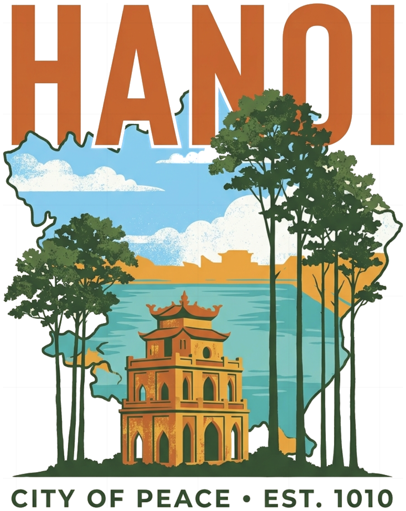 Áo Phông Hanoi City Of Peace Vintage Streetwear Form Rộng Cotton Cao Cấp Unisex - 140926-16-17-TRK