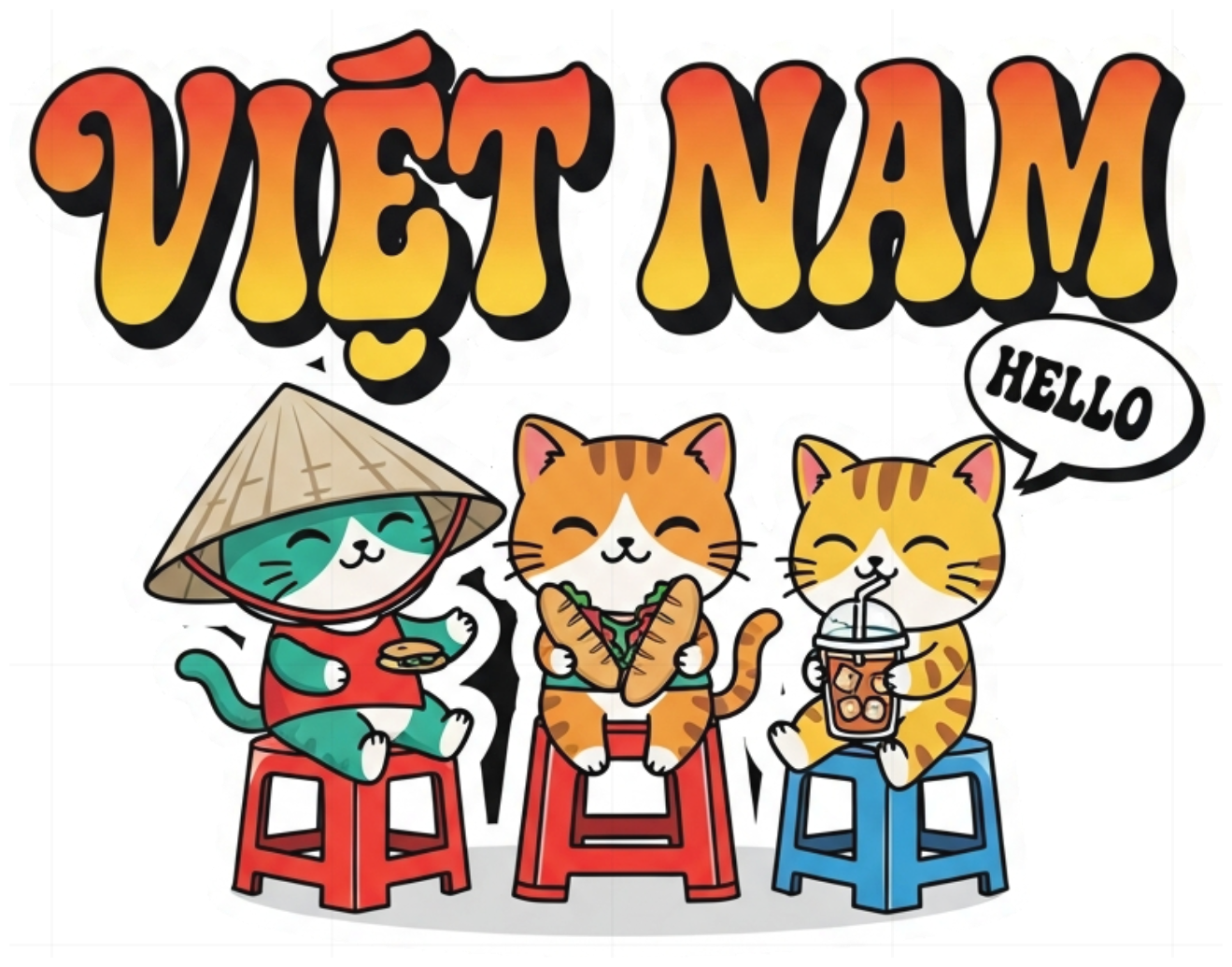 Áo Thun Đỏ In Hình Mèo Chibi Việt Nam Phong Cách Y2K - 150426-10-49-JTS