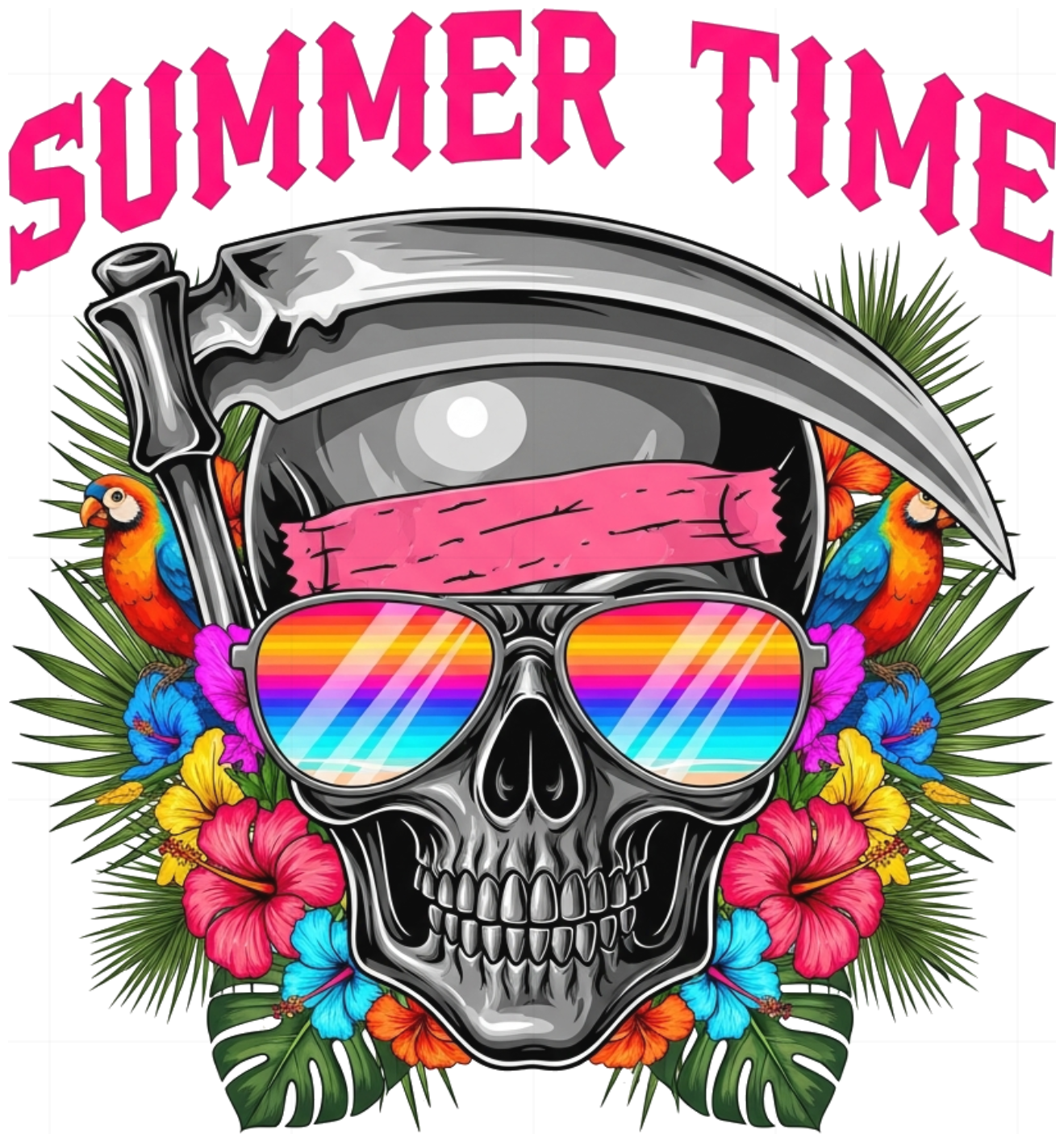 Áo Thun Summer Time Reaper Gothic Streetwear Form Rộng Cotton 100% Unisex - 150626-14-32-KHQ