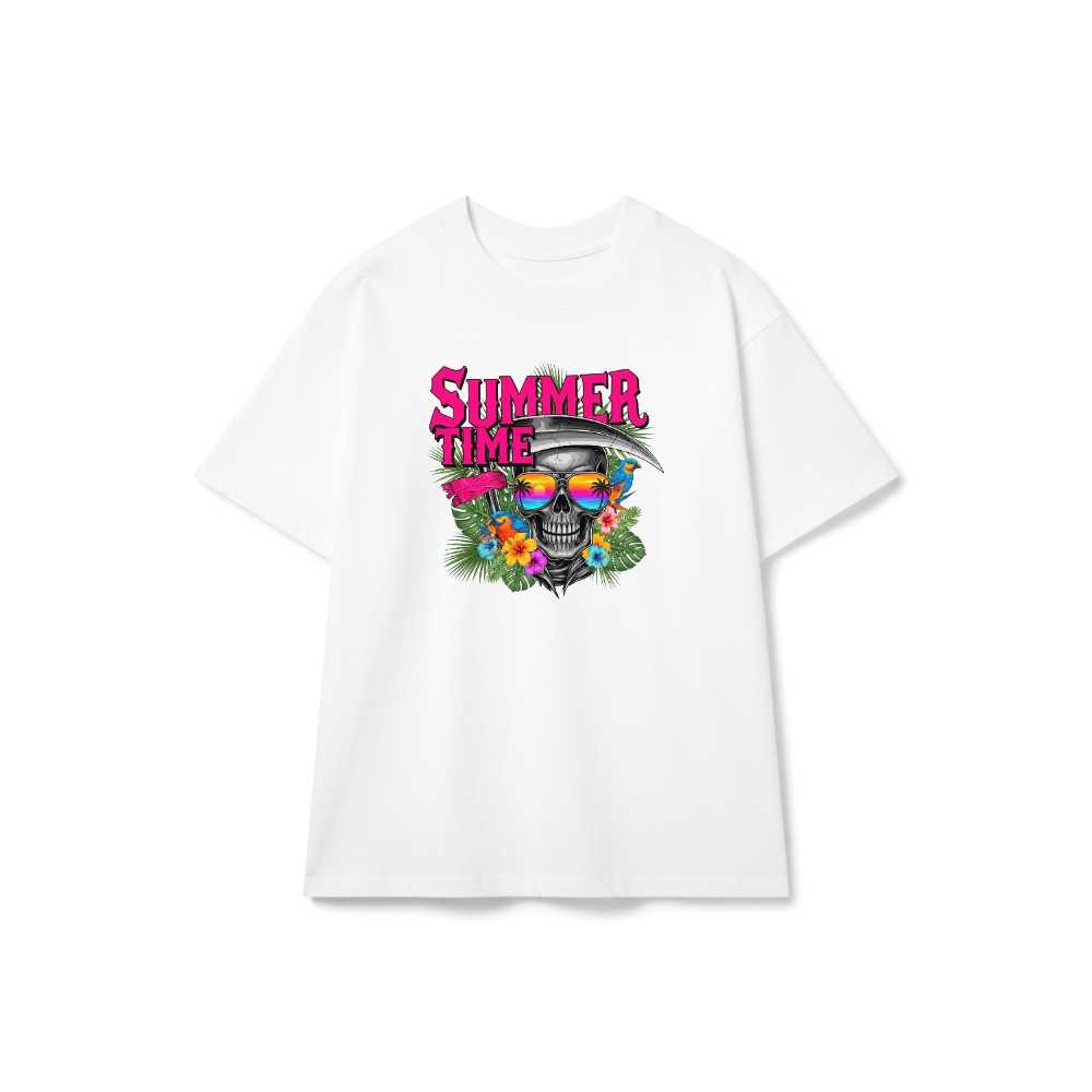 Áo Thun Summer Time Reaper Trắng Streetwear Luxury Form Rộng Cotton - 150626-14-32-NVP