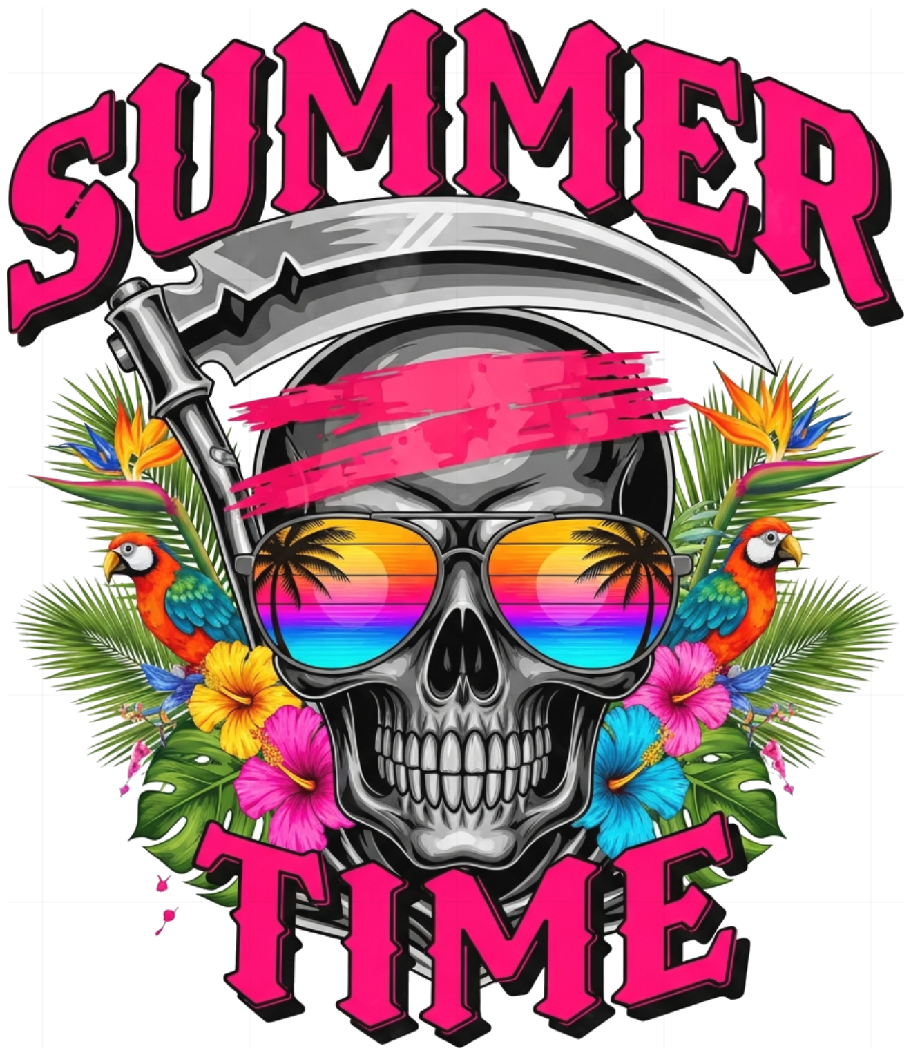 Áo thun Trắng Summer Time Gothic Y2K Streetwear Unisex Cao Cấp - 150626-14-32-OAC