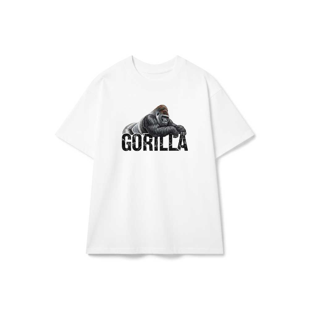 Áo Thun Gorilla Silverback Form Rộng Unisex Cotton Trắng Cực Chất - 150626-14-58-UDE