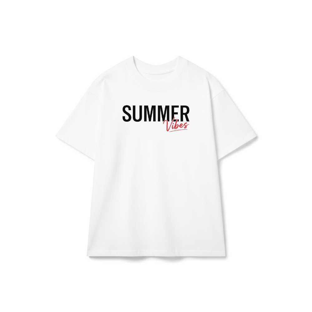 Áo Thun Trắng Summer Vibes Streetwear Unisex Form Rộng Cotton Cao Cấp - 150626-15-42-PSG