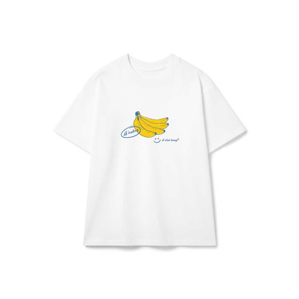 Áo thun unisex VNXK HAMCHOI Trắng form rộng thoải mái Go Bananas Summer Tee - 150726-10-27-RPT